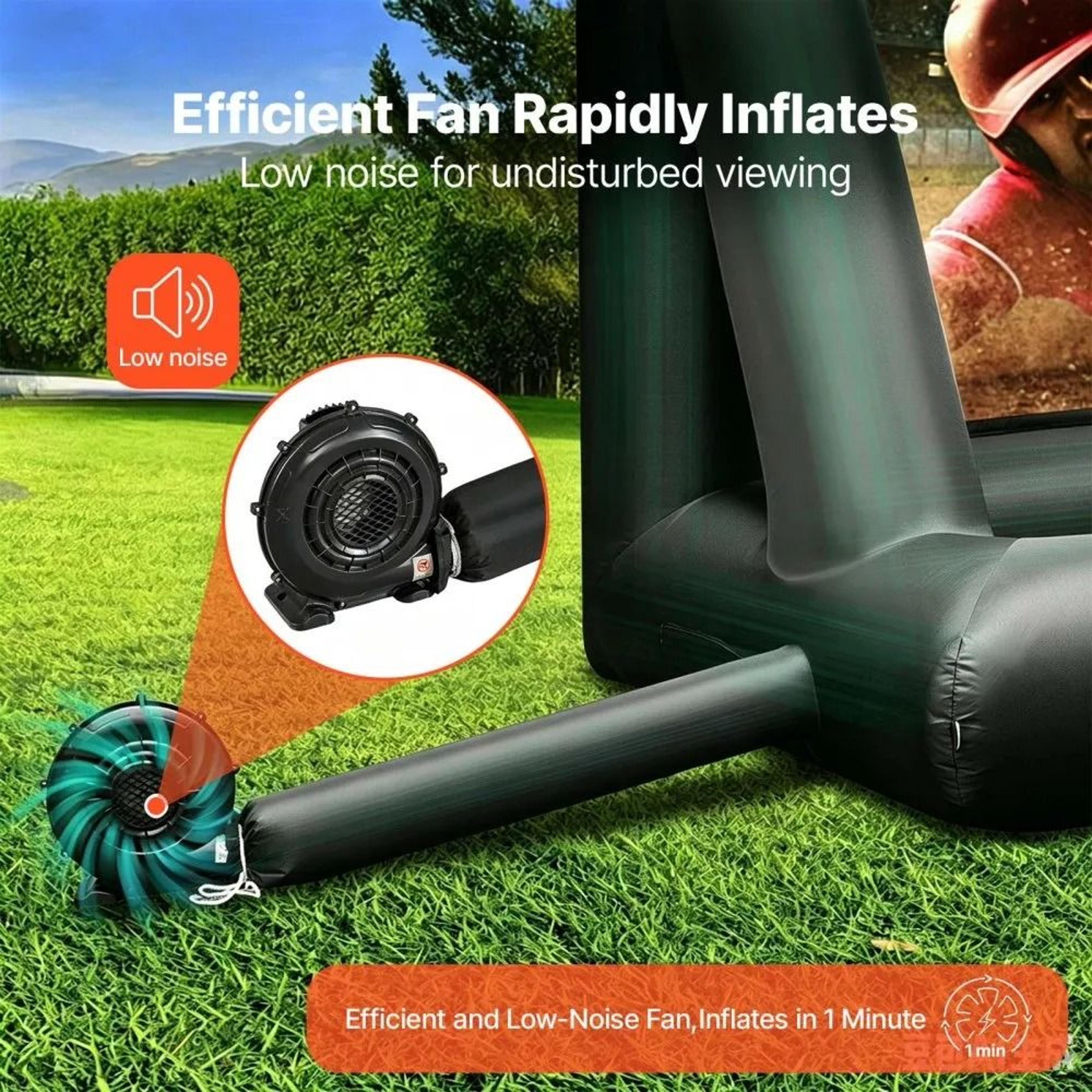 24FT Inflatable Outdoor Movie Screen With 360W Blower Portable Projector Theater 2