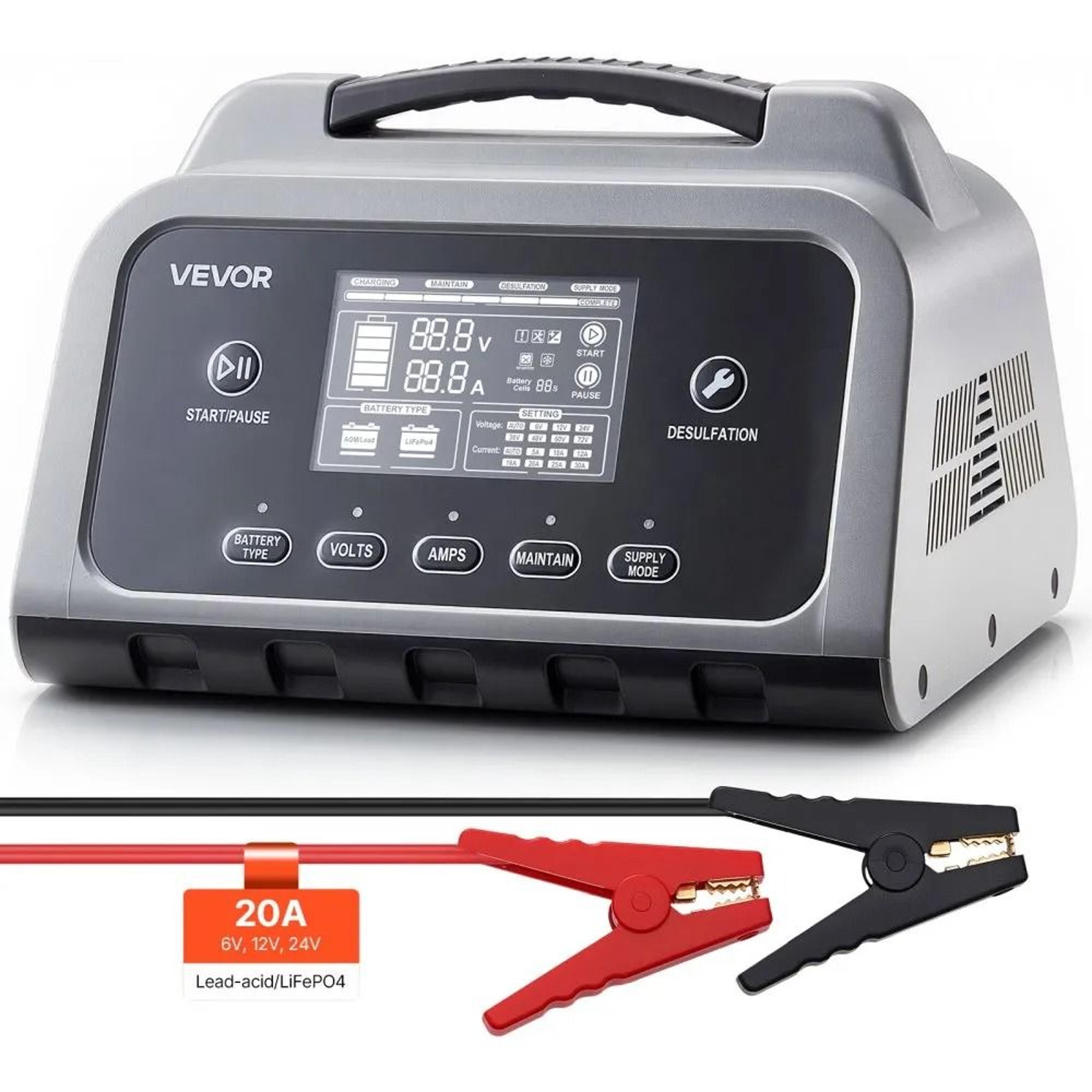 smart battery charger 20a 6v 12v 24v lithium lifepo4 battery maintainer