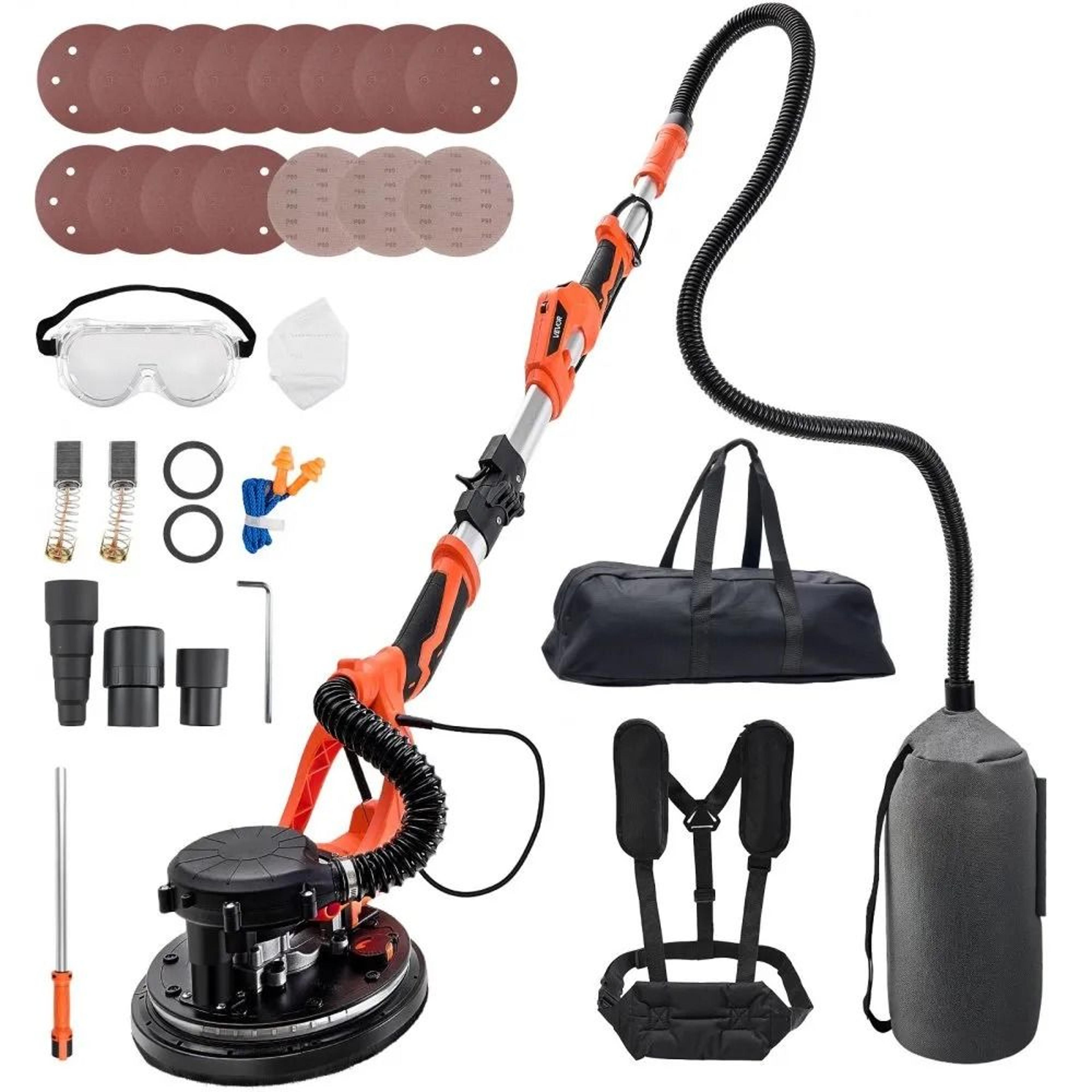 electric drywall sander 1150w with vacuum dust collection and led light