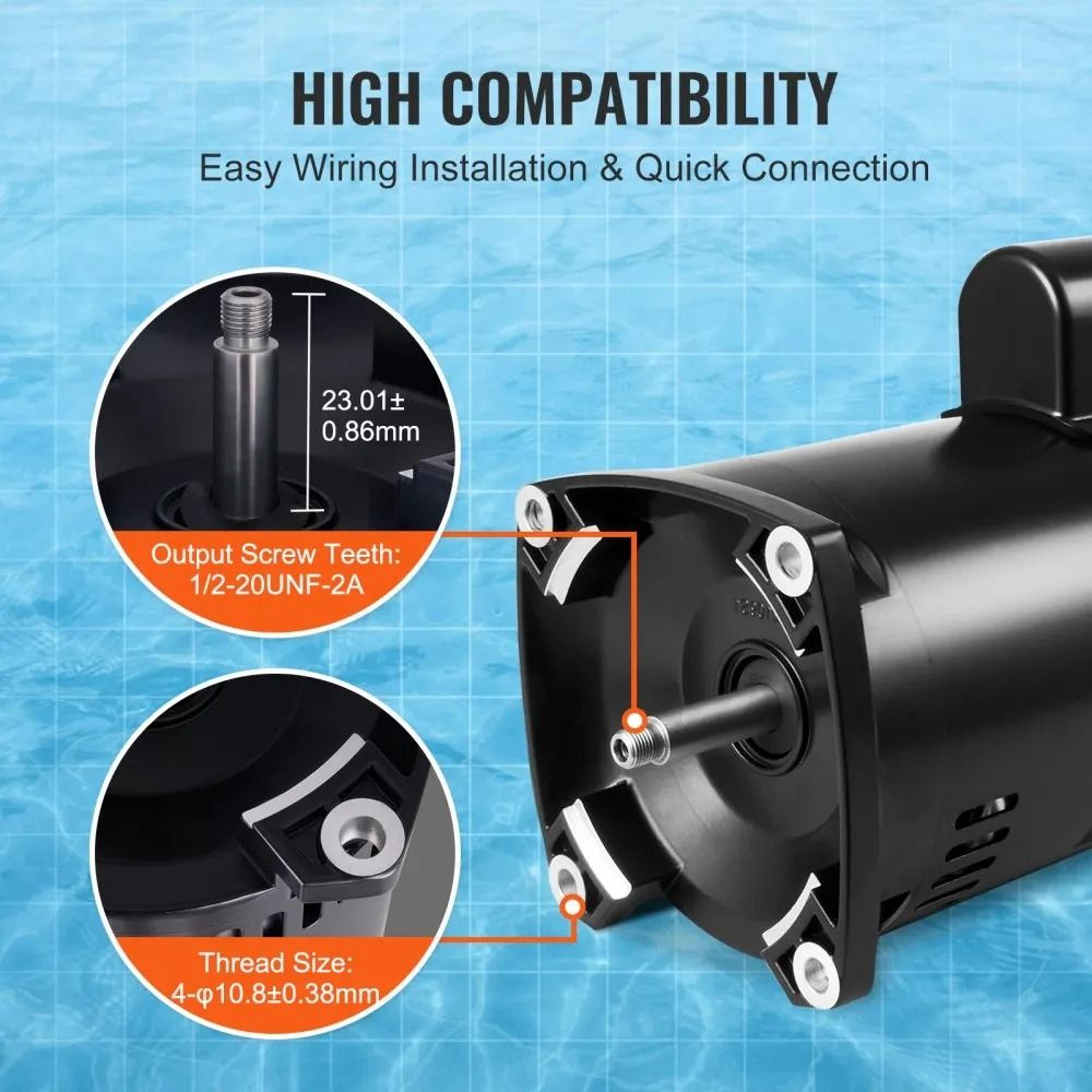 15HP Pool Pump Motor 56Y Frame High Efficiency Replacement Motor 3