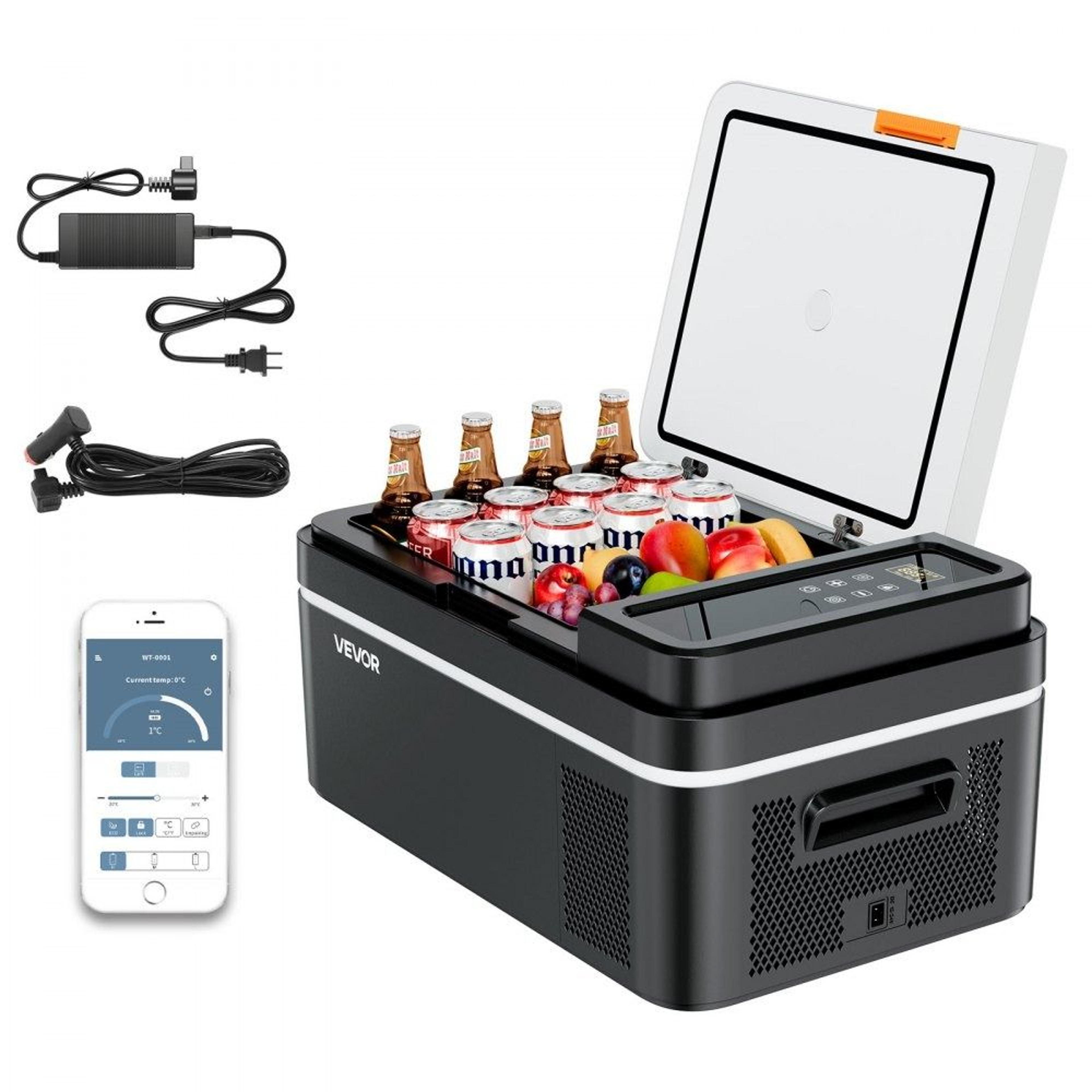 21 qt portable car refrigerator with app control and compressor cooling