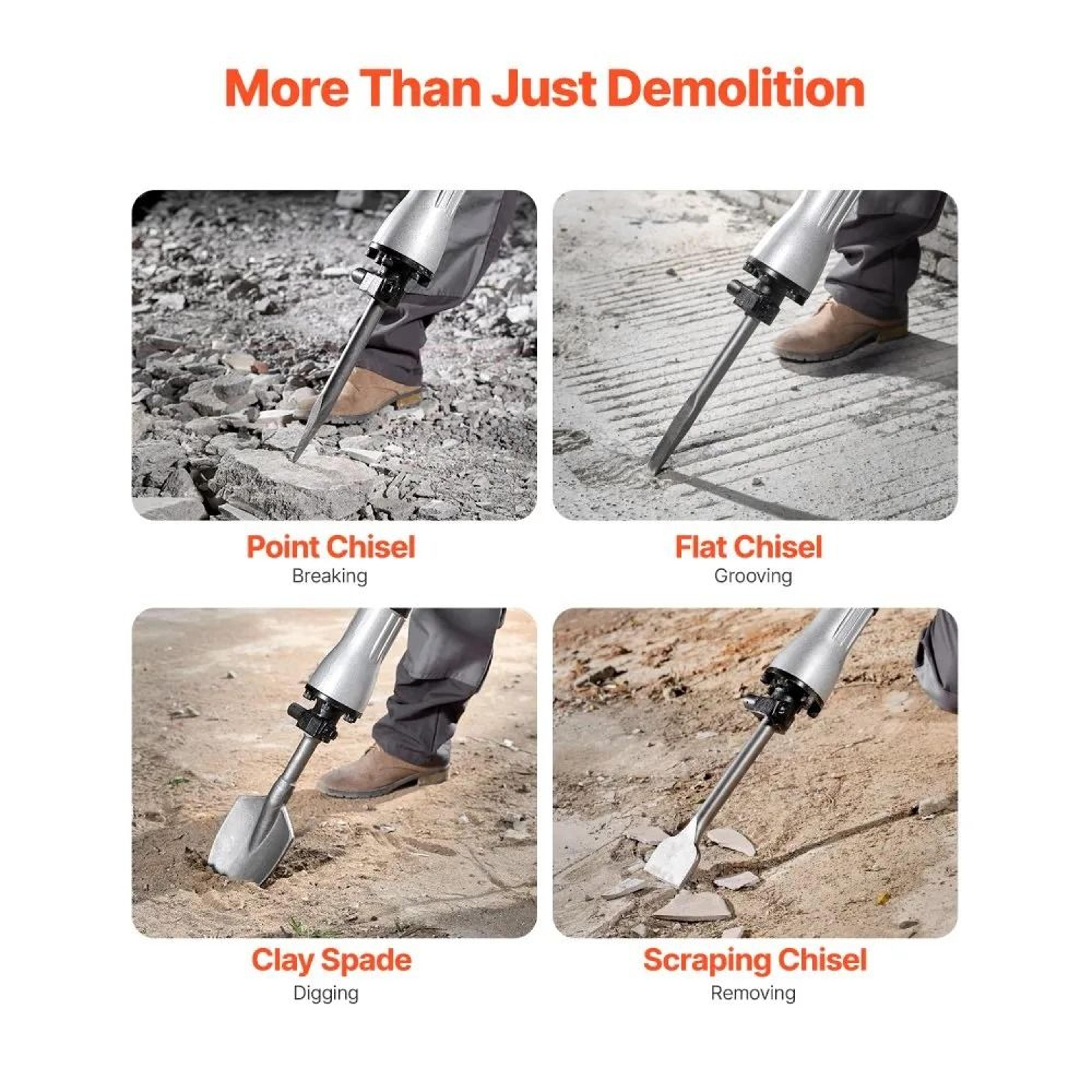 2200W Demolition Jack Hammer Concrete Breaker With Chisels 6