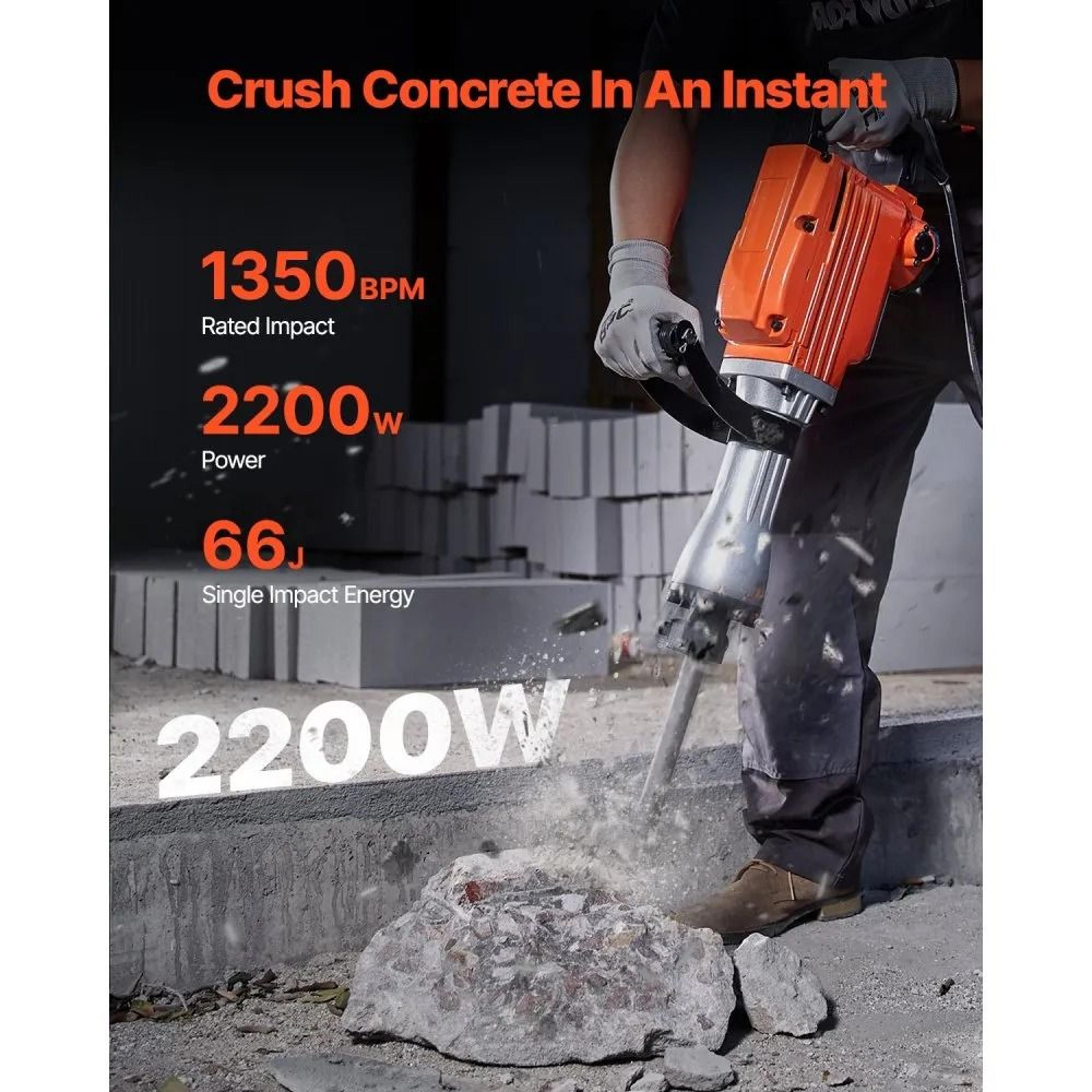 2200W Demolition Jack Hammer Concrete Breaker With Chisels 1