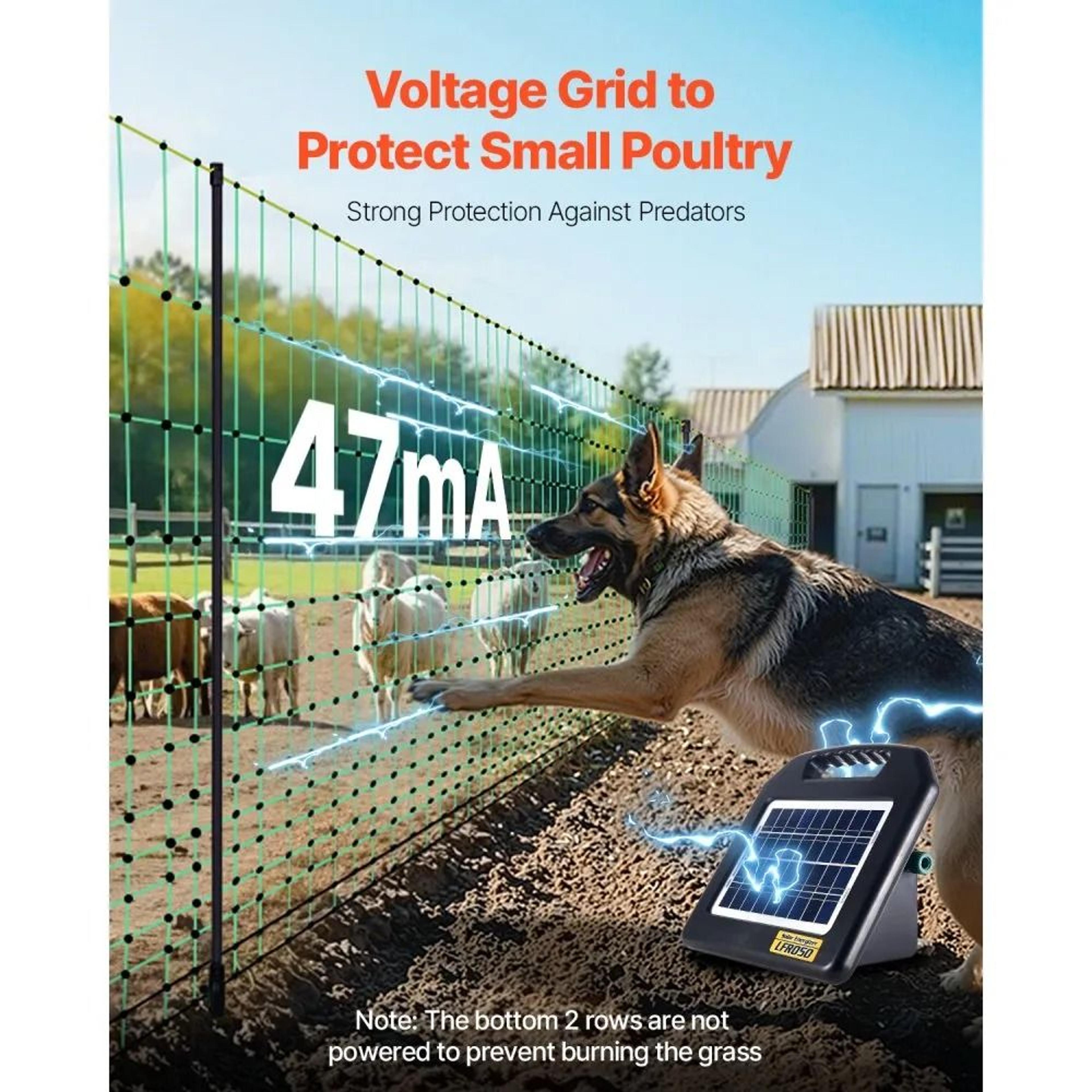 Electric Fence Netting 42in X 164ft Portable Livestock Barrier With Fiberglass Posts 1
