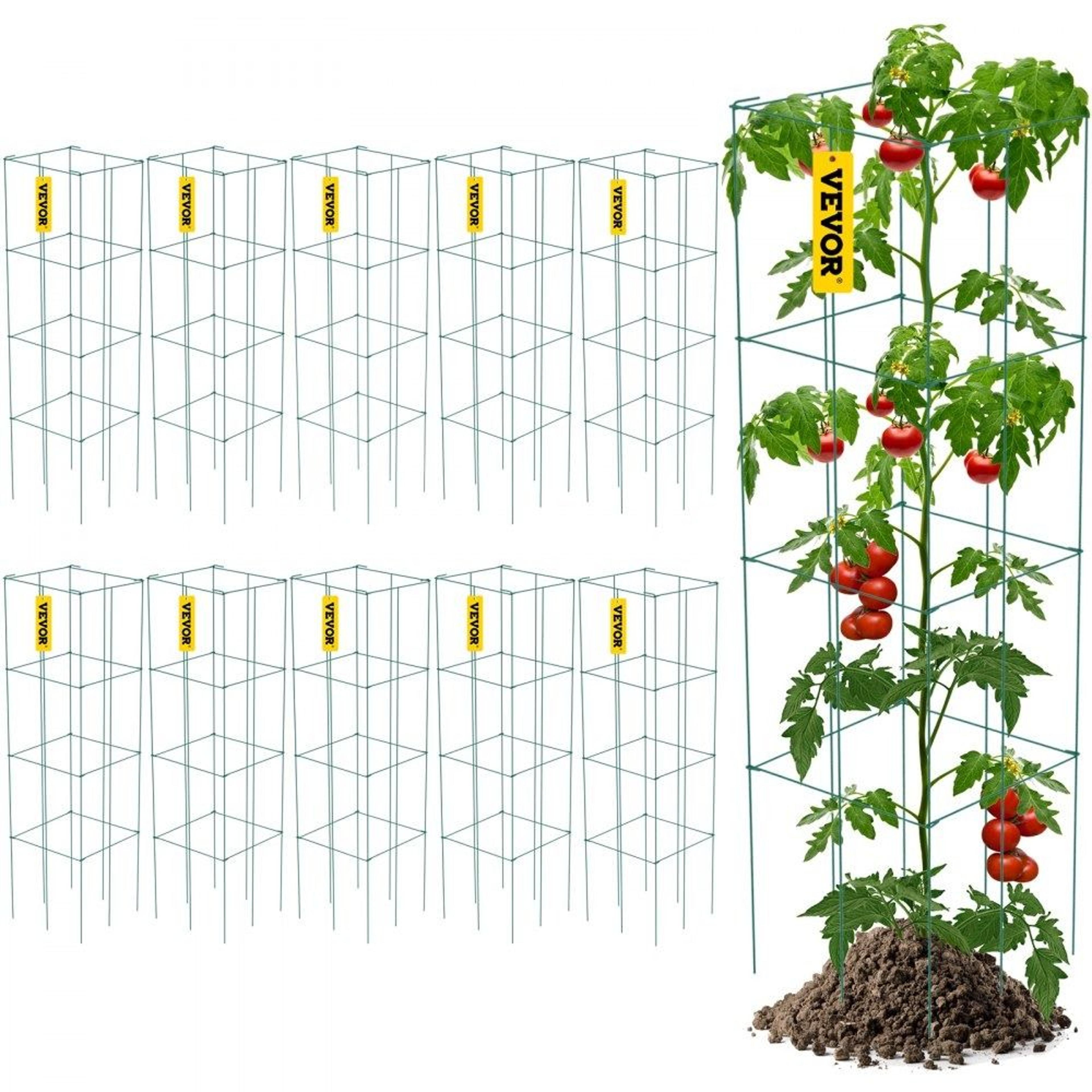 tomato cages 10 pack square plant support towers for climbing vegetables