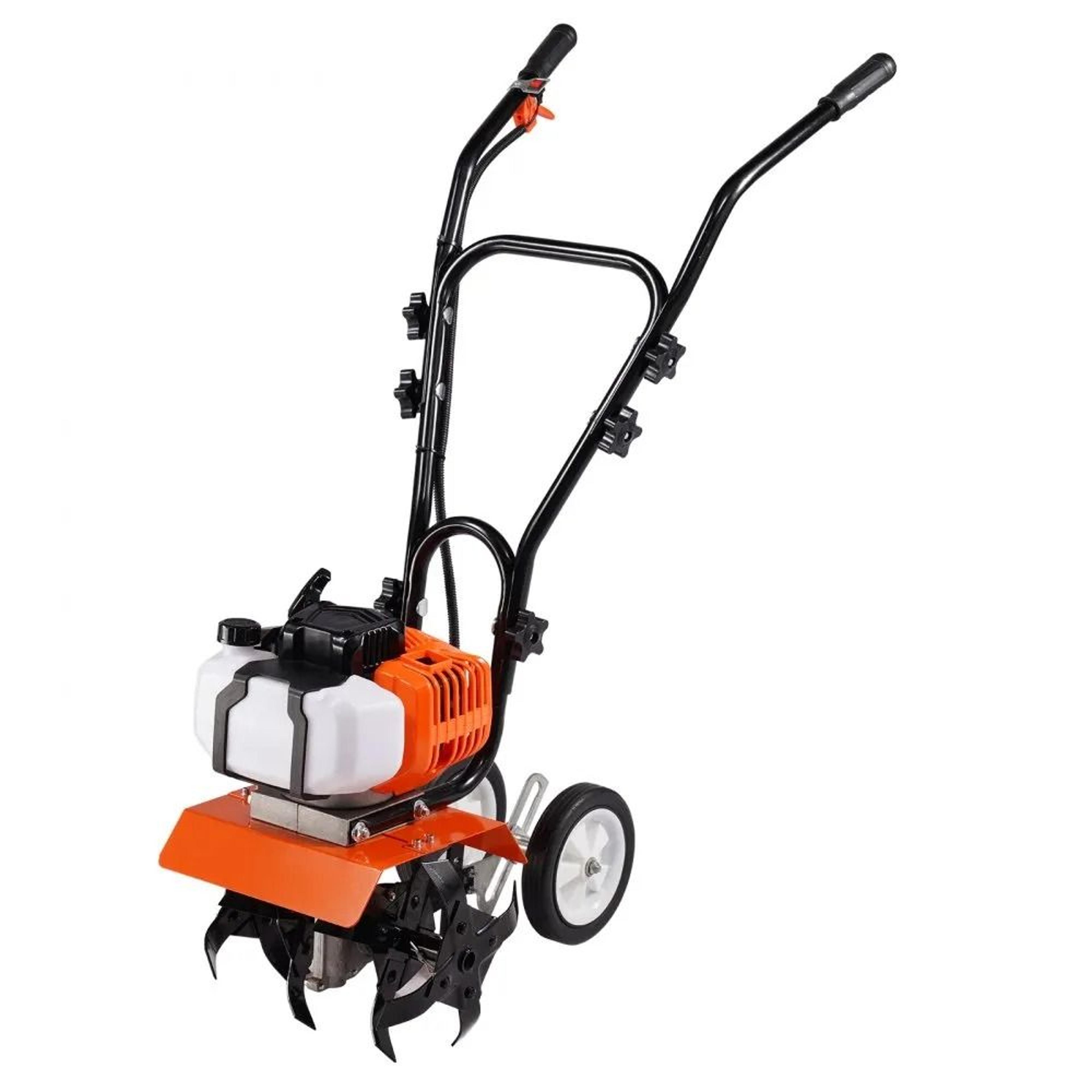 gas powered garden tiller cultivator with adjustable steel tines