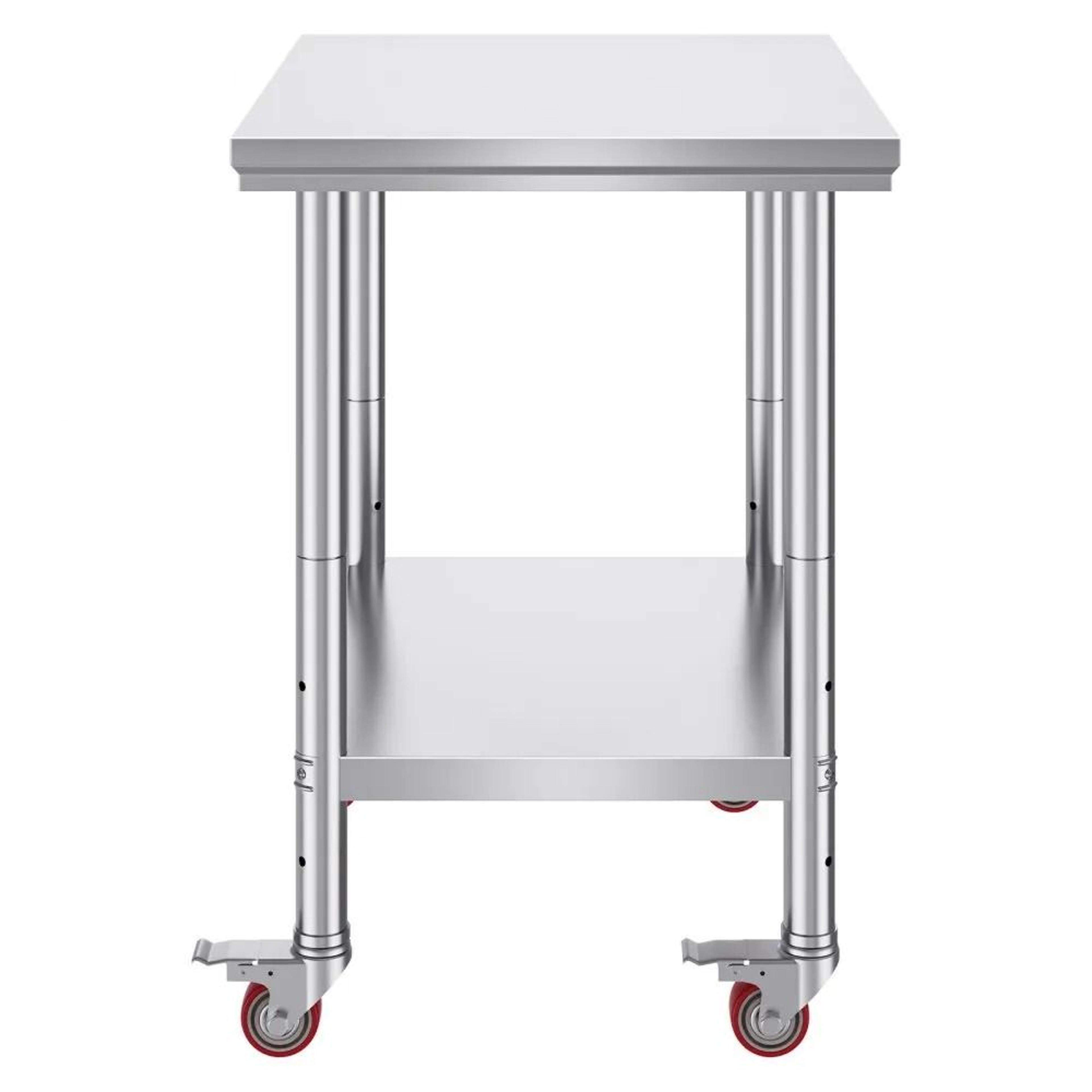 Stainless Steel Kitchen Work Table With Wheels 700 LBS Heavy Duty Prep Station 8