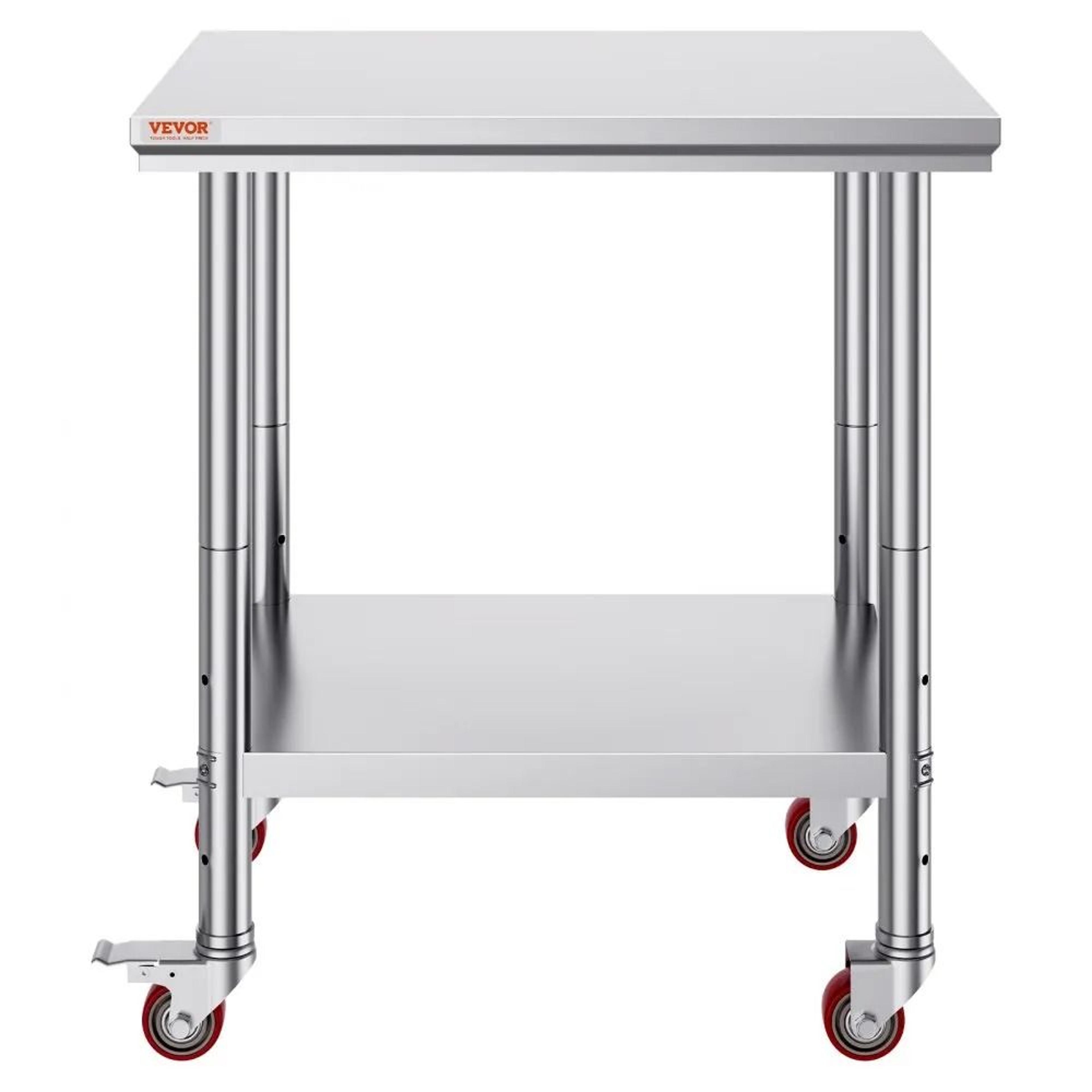 Stainless Steel Kitchen Work Table With Wheels 700 LBS Heavy Duty Prep Station 9