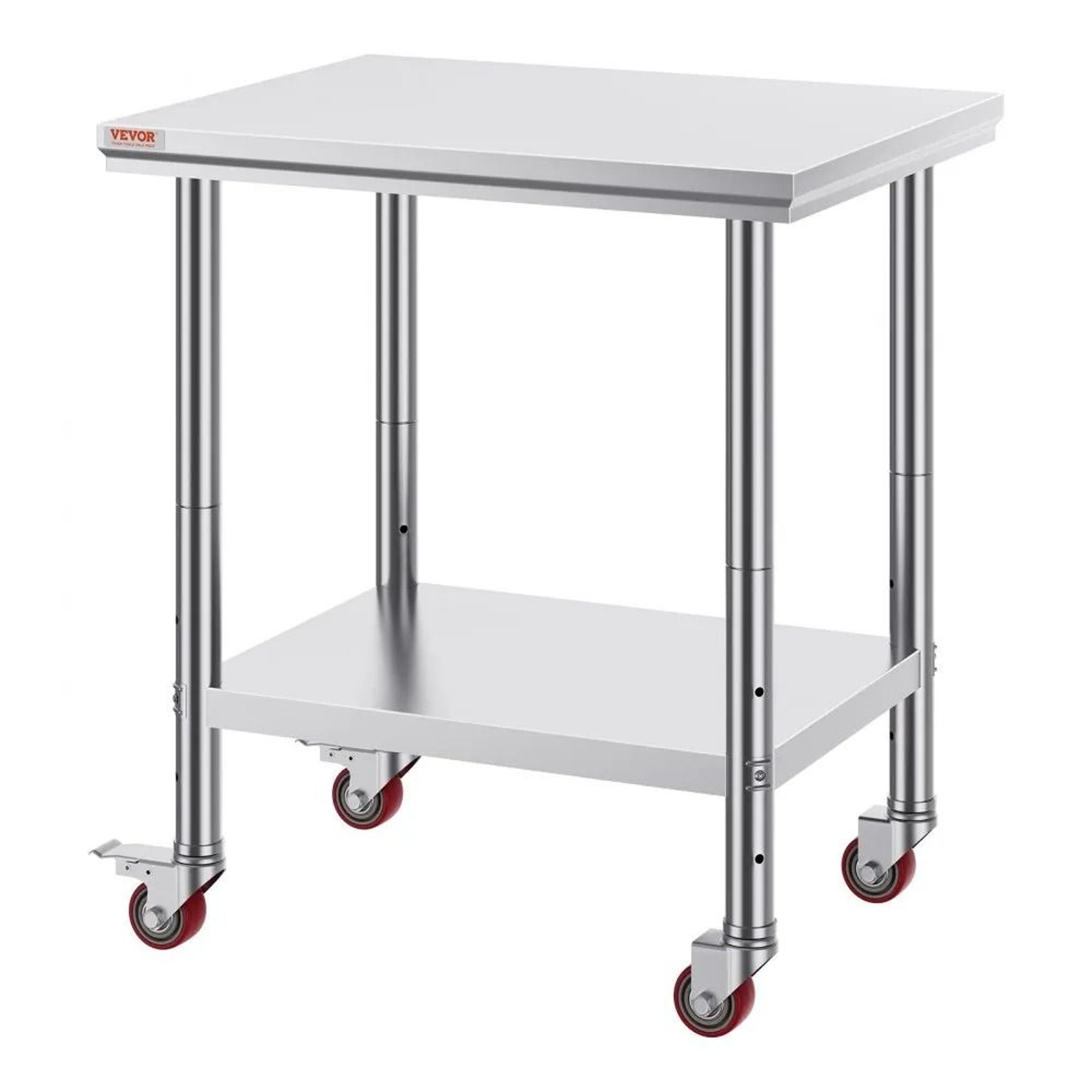 Stainless Steel Kitchen Work Table With Wheels 700 LBS Heavy Duty Prep Station 10