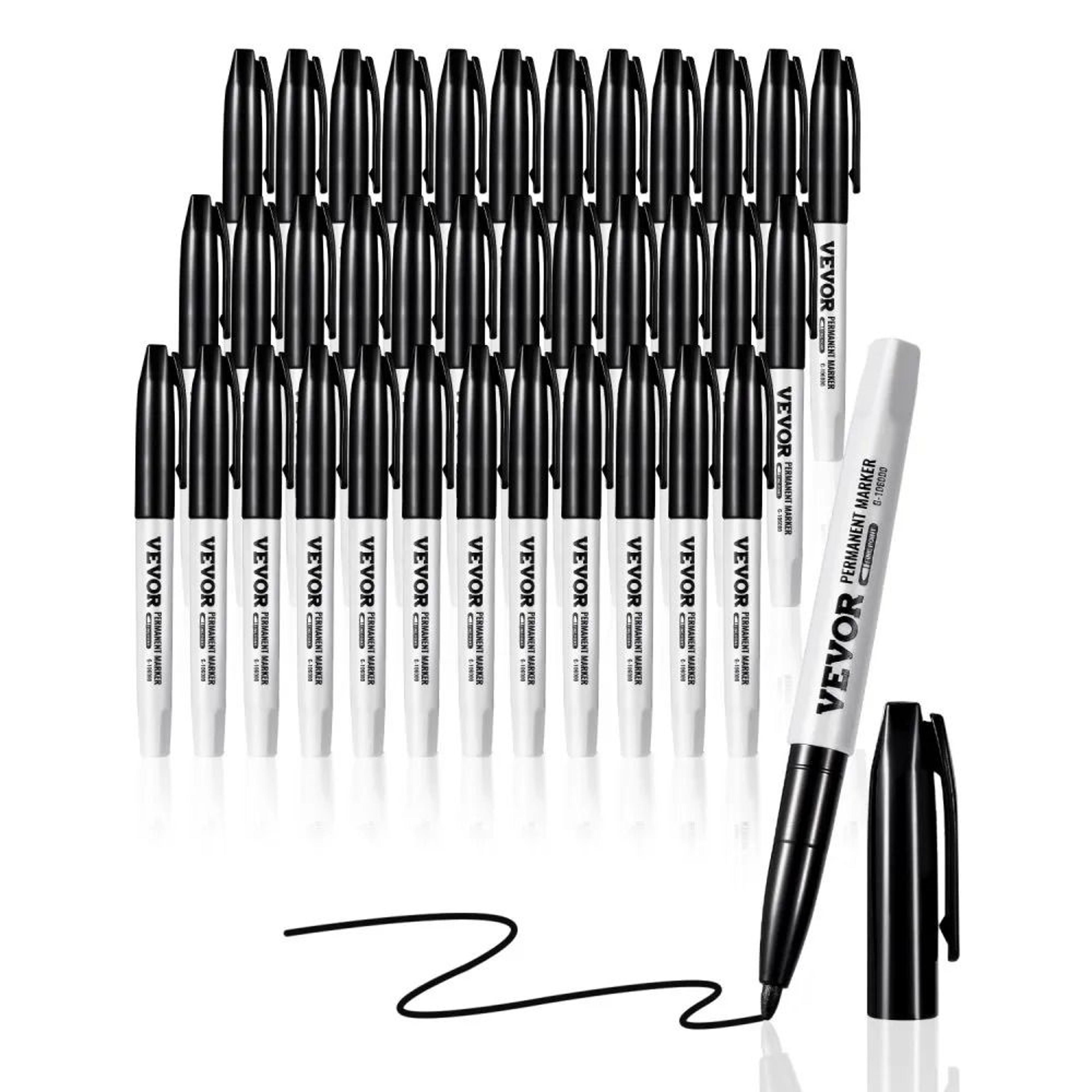 36 pack black permanent markers fine point waterproof quick dry ink pens