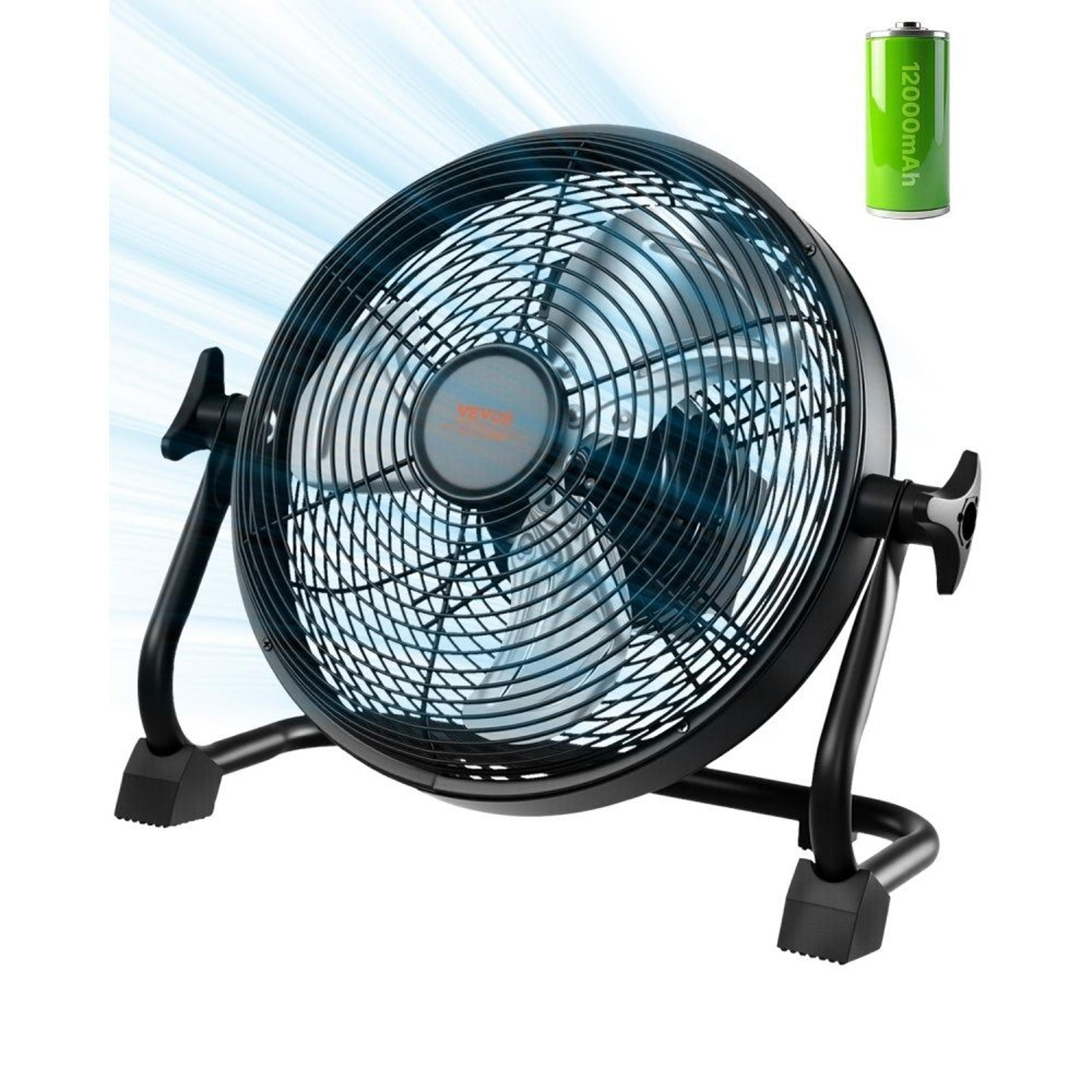 10 inch rechargeable camping fan portable battery operated outdoor floor fan with 360 rotation