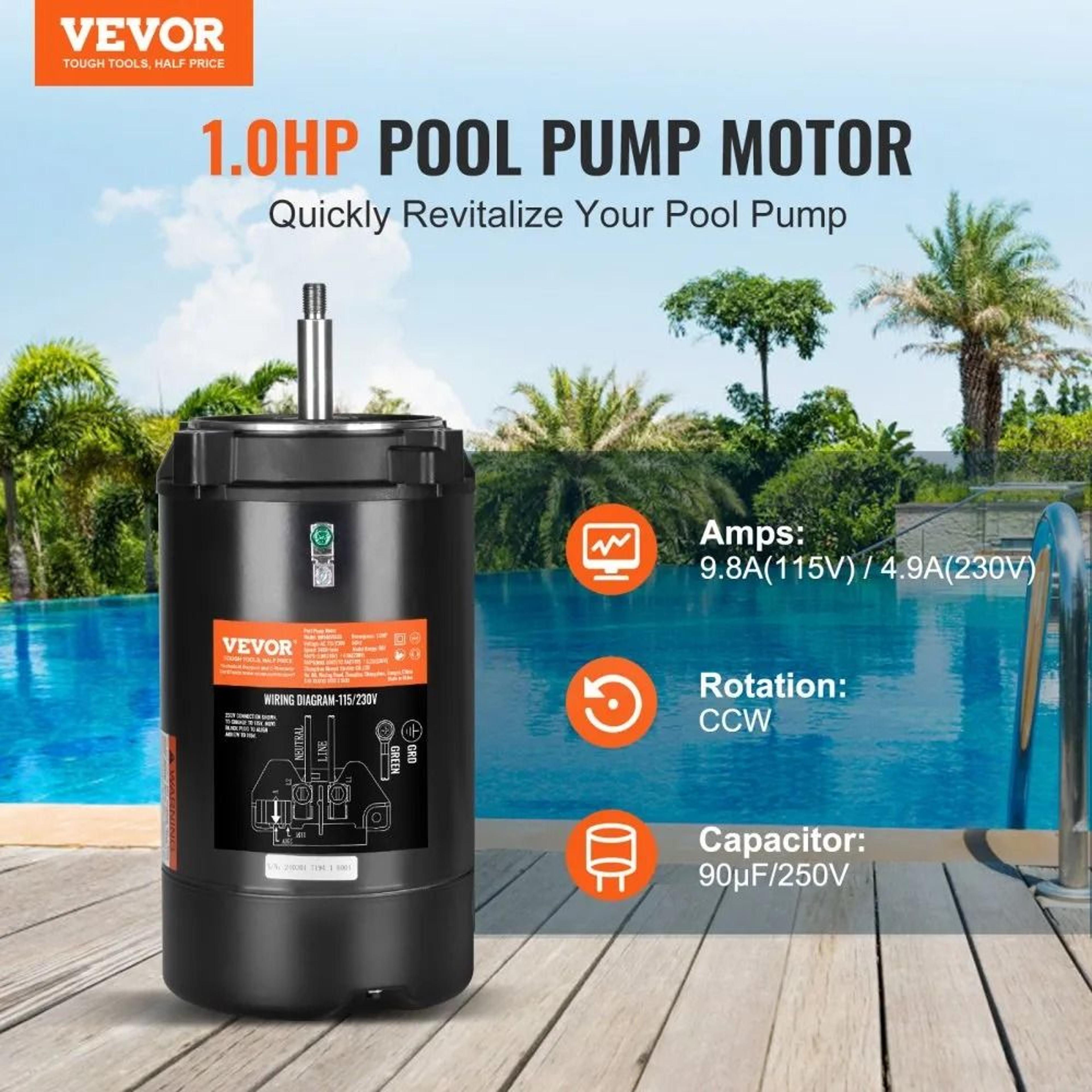 1 HP Pool Pump Motor 56J Frame Replacement Motor For Efficient Pool Water Circulation 5
