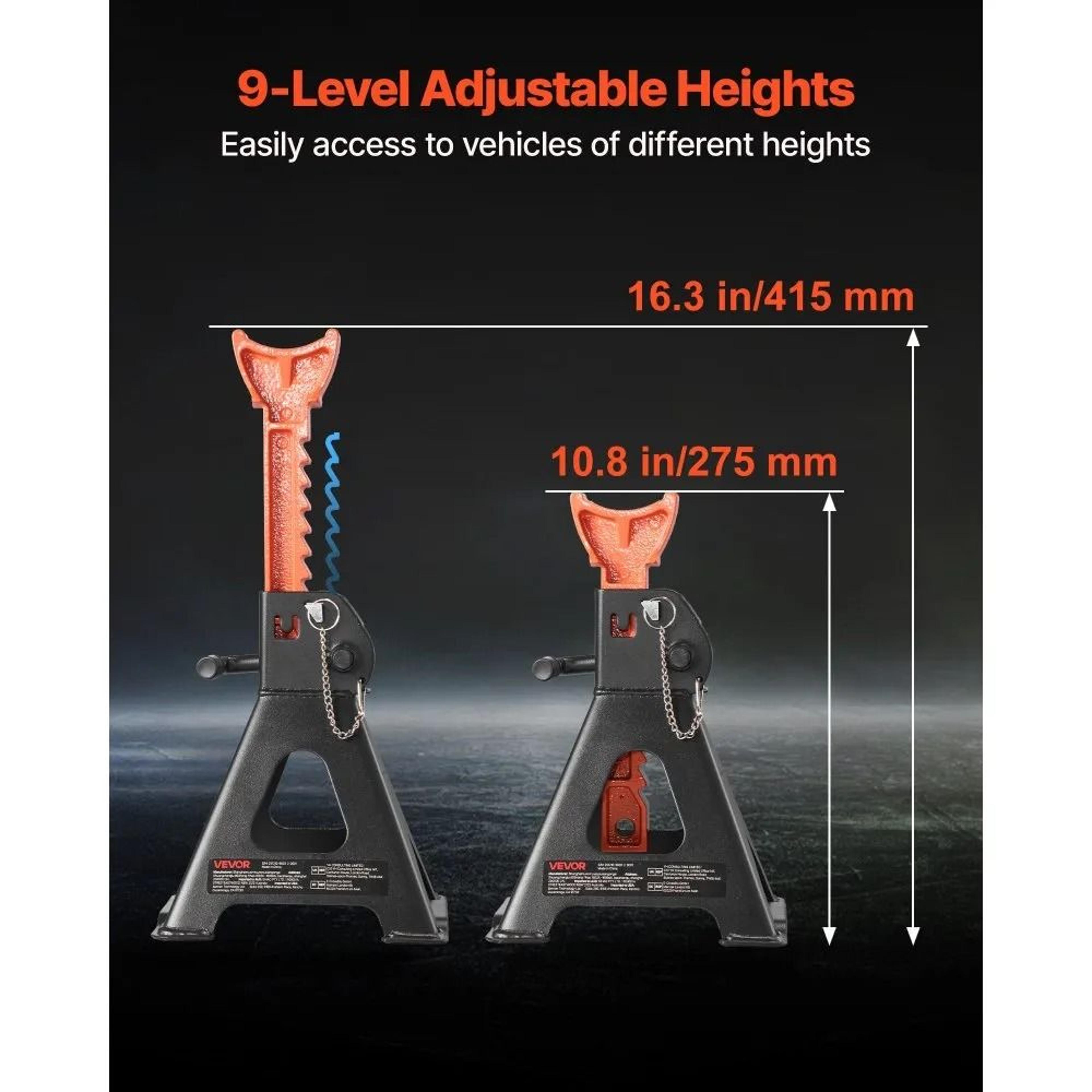 Heavy Duty 3 Ton Adjustable Jack Stands With Double Locking For Vehicle Repair 3