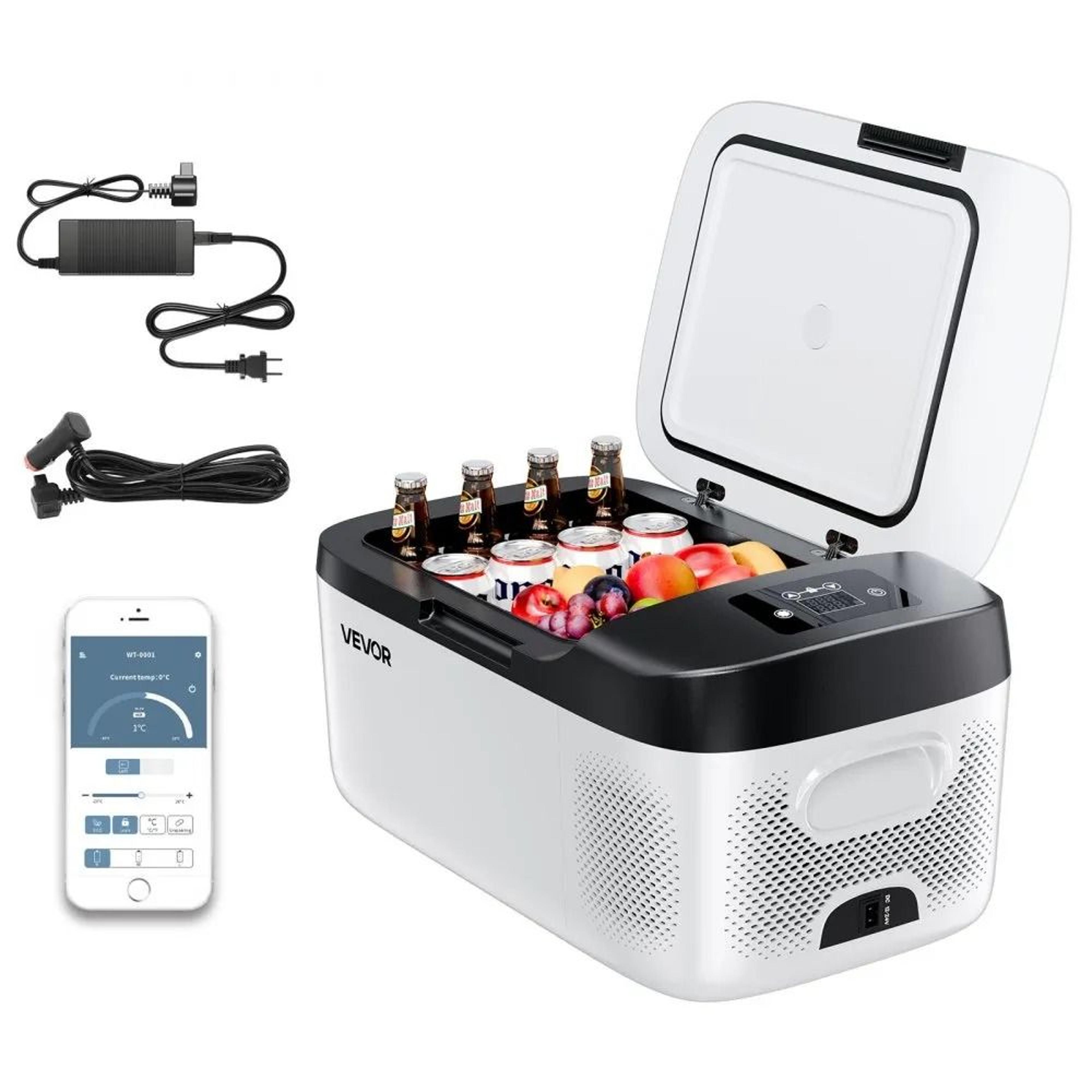 16 qt portable car refrigerator freezer with app control and compressor cooling