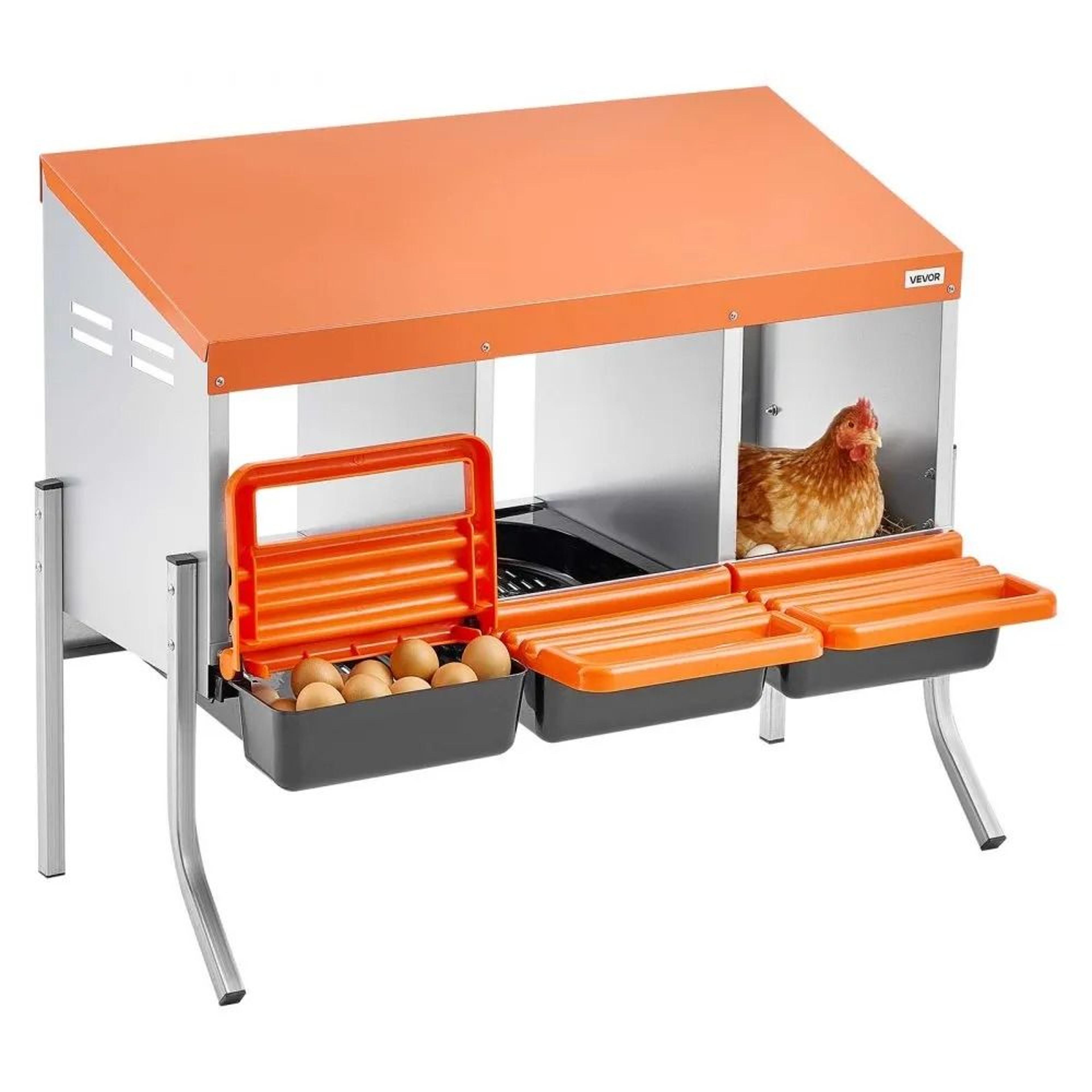 3 compartment chicken nesting boxes with roll away egg collection system