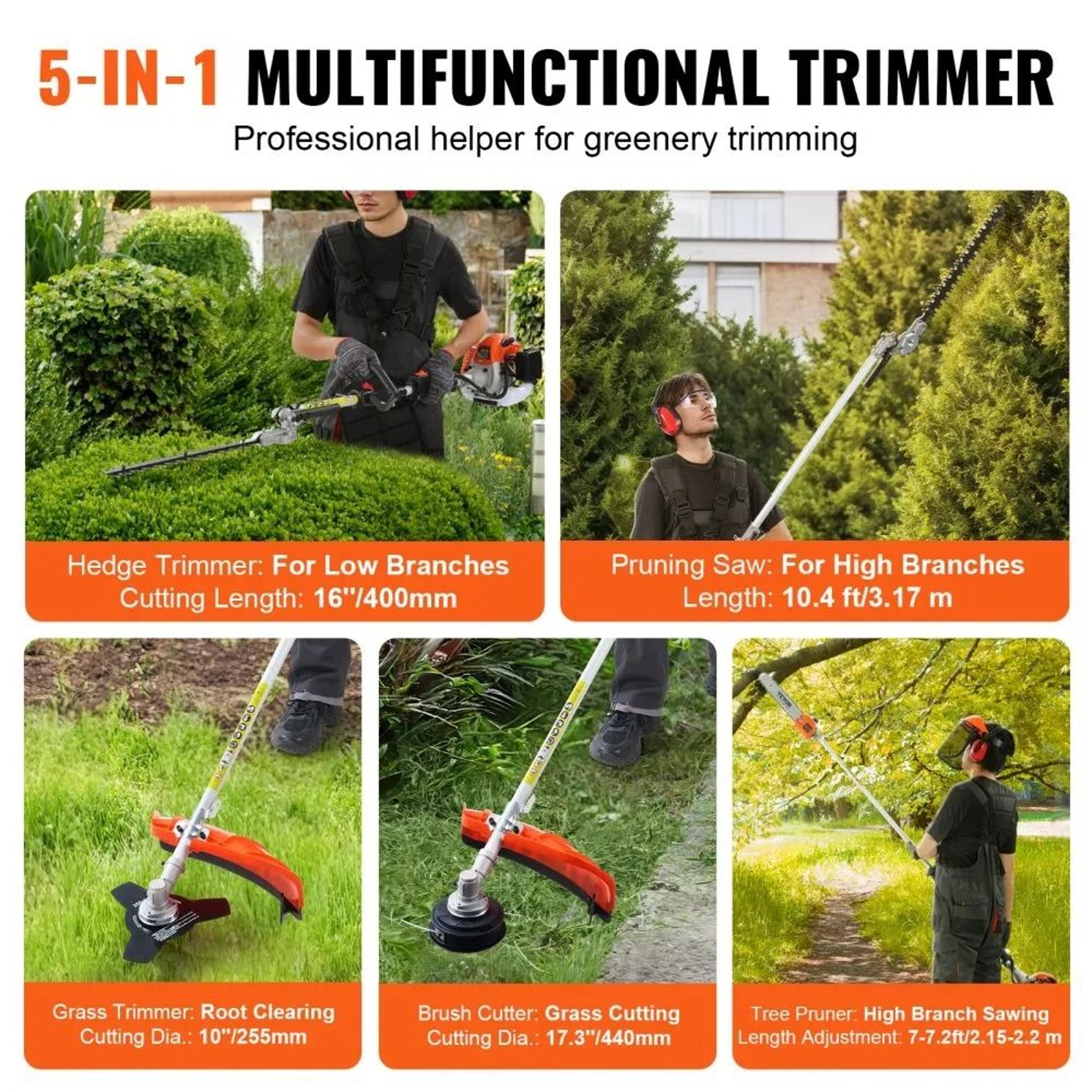 26CC 5 In 1 Gas Hedge Trimmer And Multi Tool Yard Care System 6
