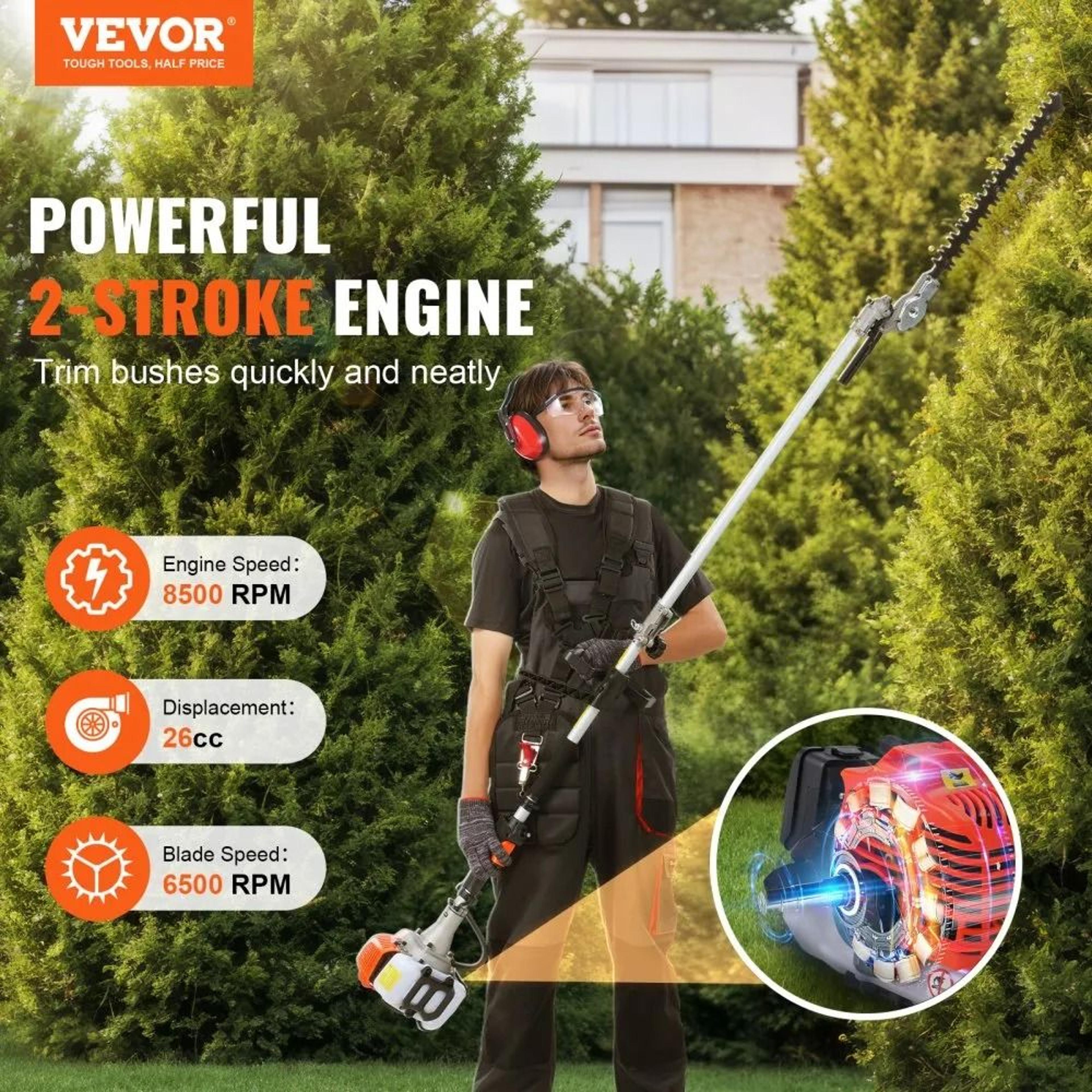26CC 5 In 1 Gas Hedge Trimmer And Multi Tool Yard Care System 3