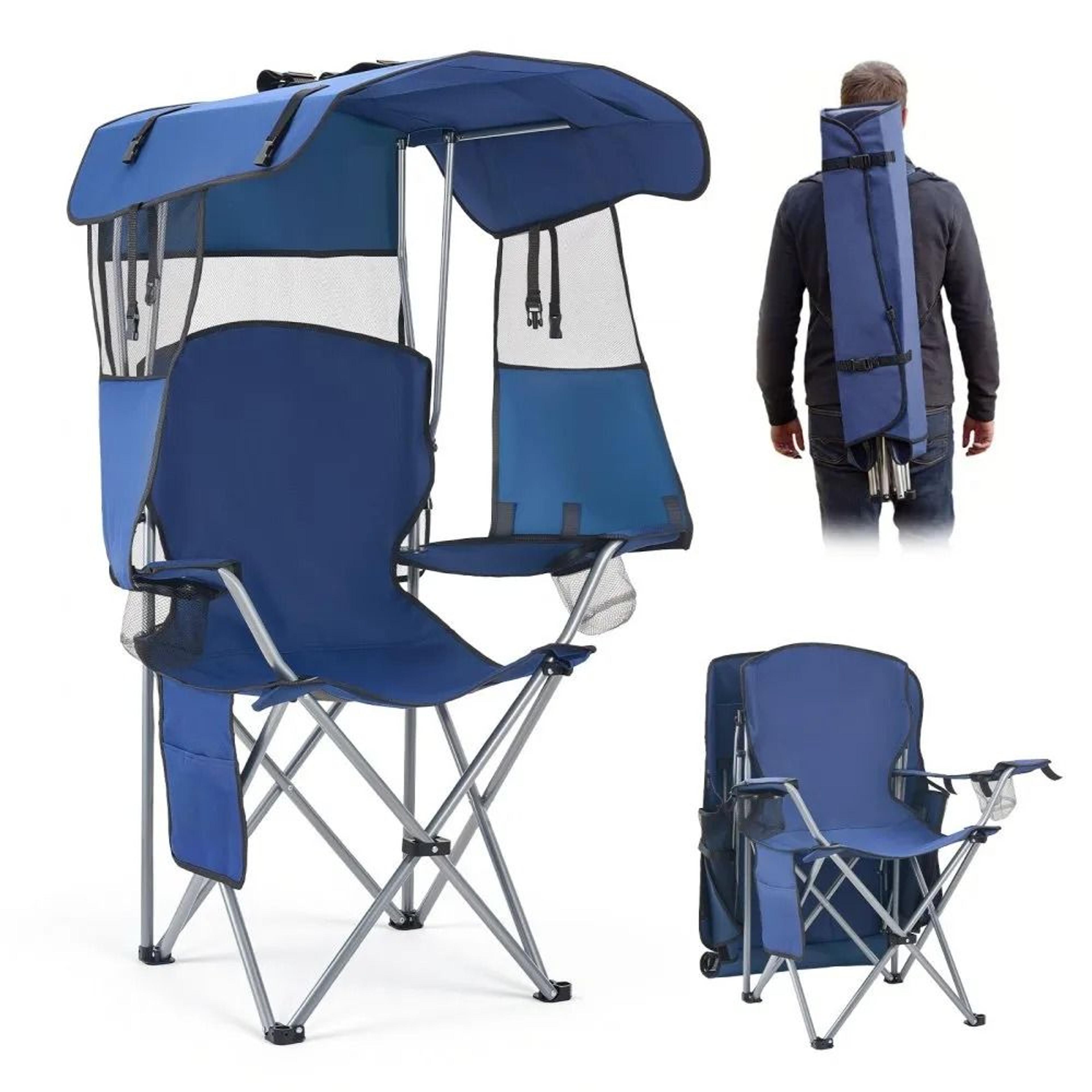 portable camping chair with canopy and 330 lb heavy duty support