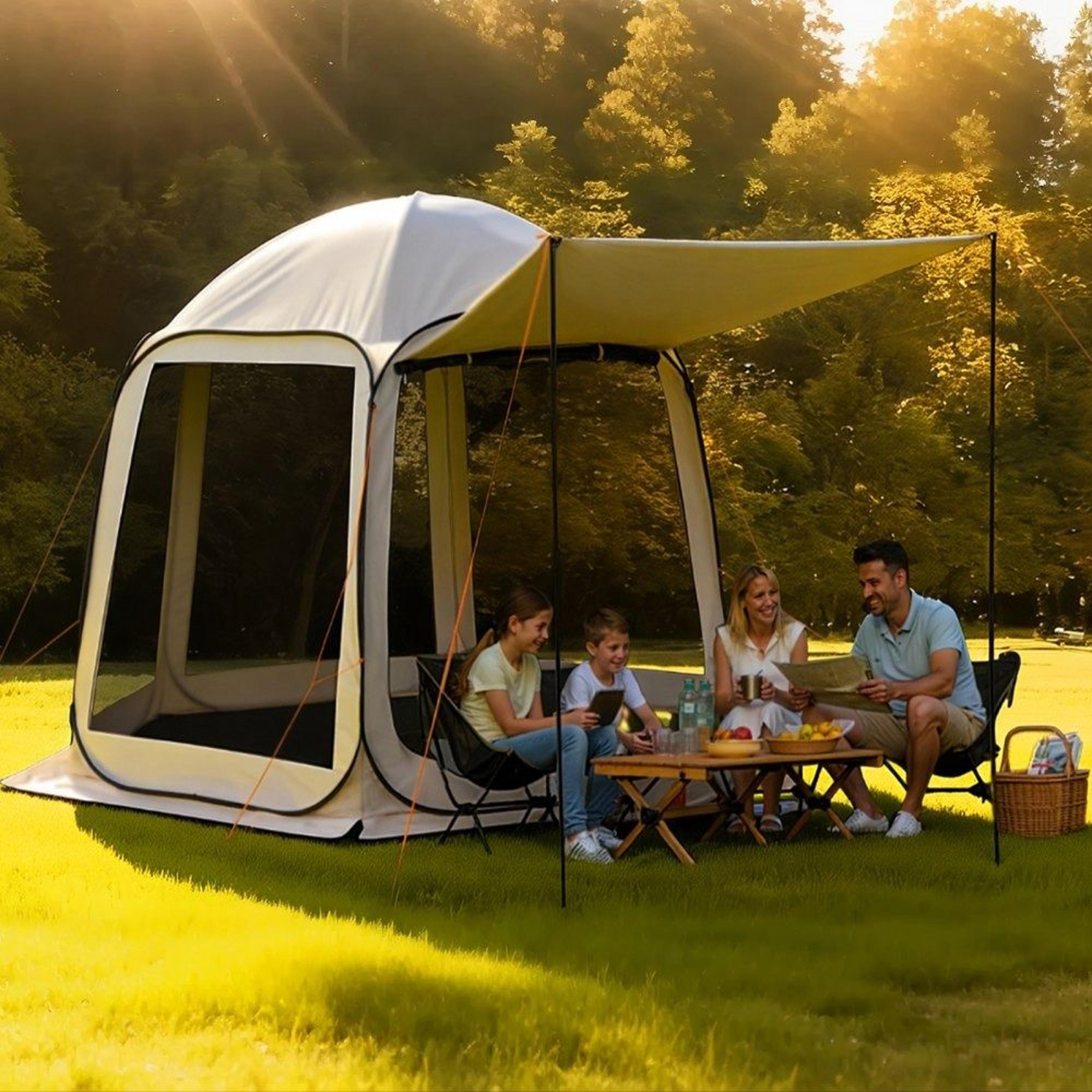 10 x 9.2 ft pop up screen house tent with extended awning