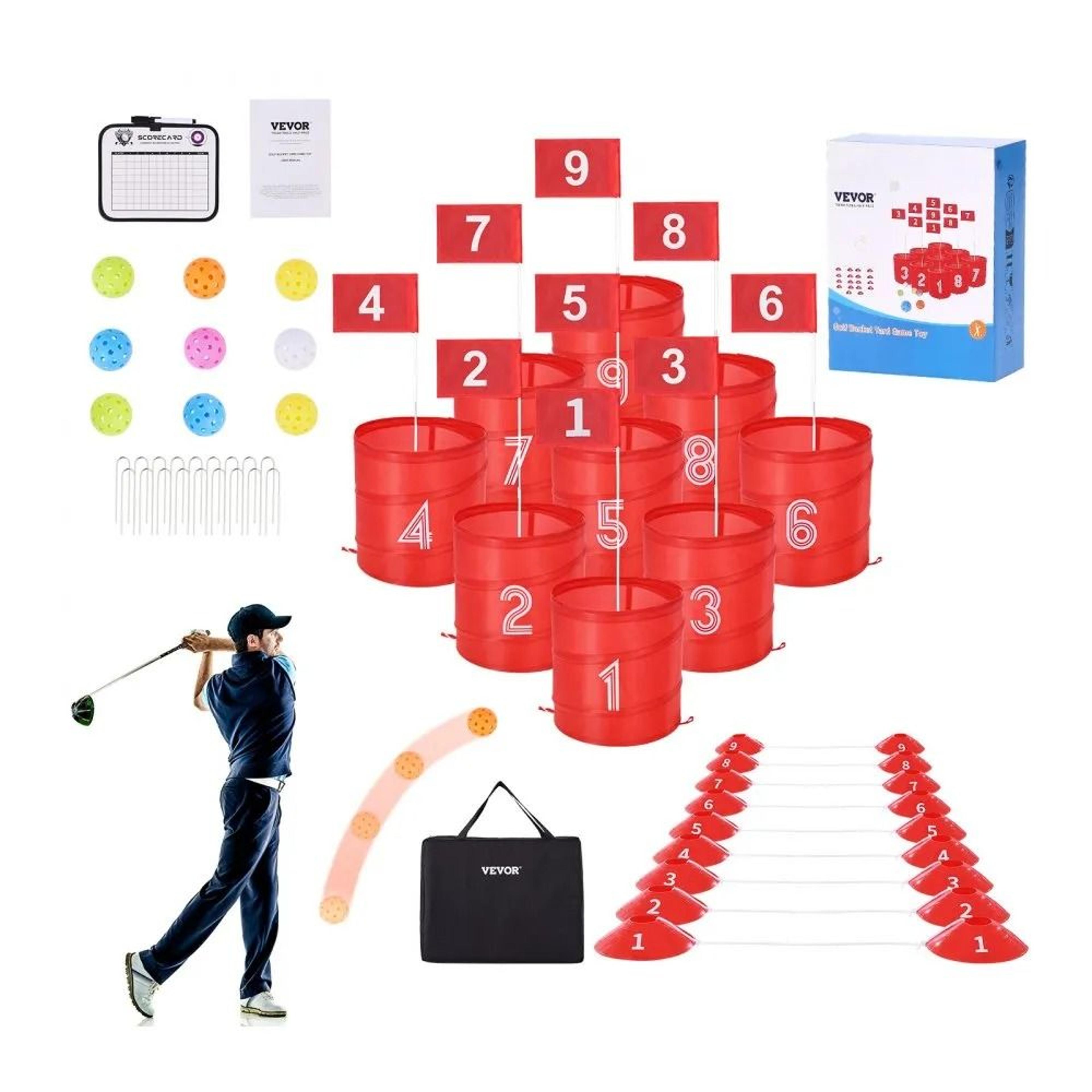 portable backyard golf game 9 hole outdoor chipping game set for kids and adults