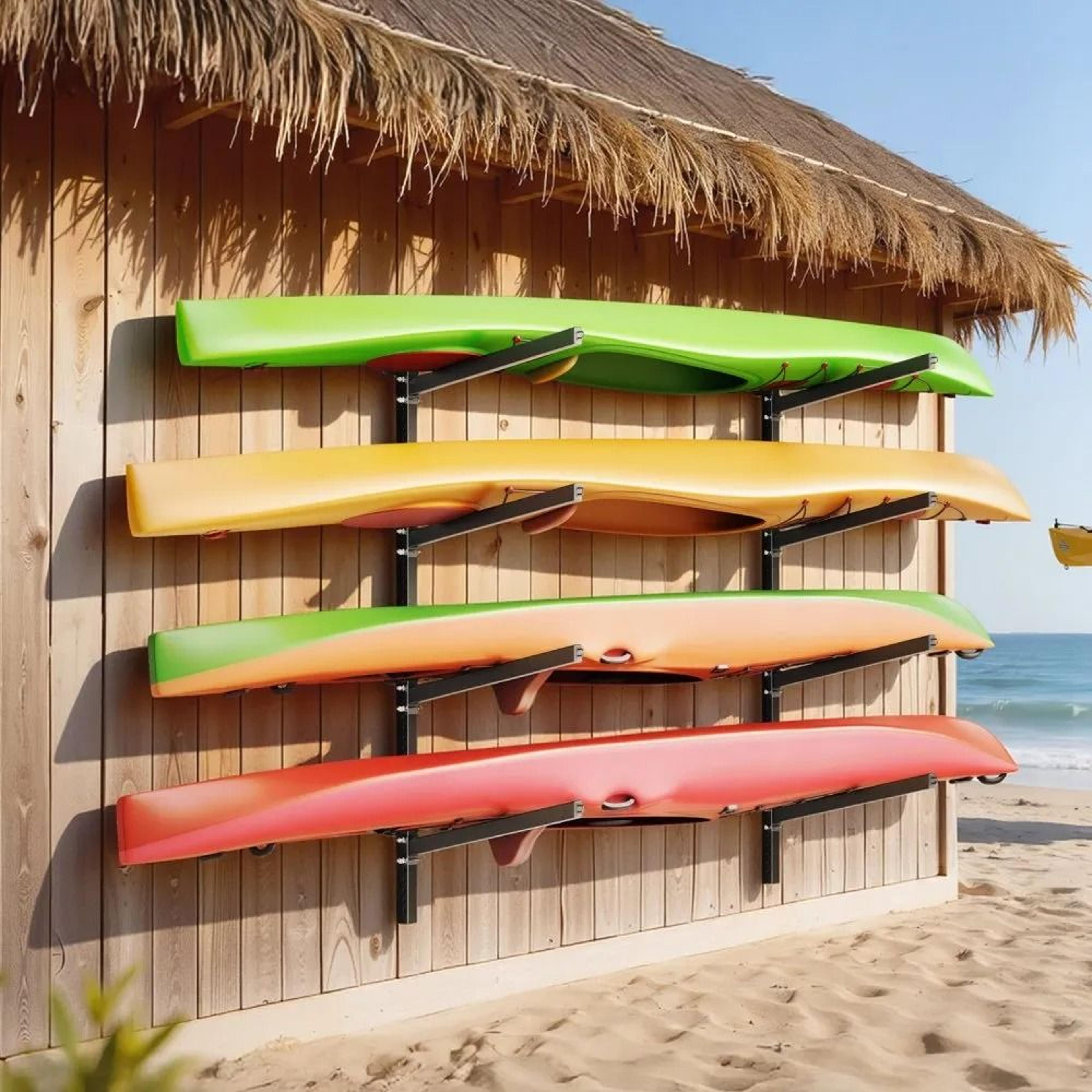 4 Kayak Storage Rack Heavy Duty Wall Mount Organizer For Garage And Dock 6