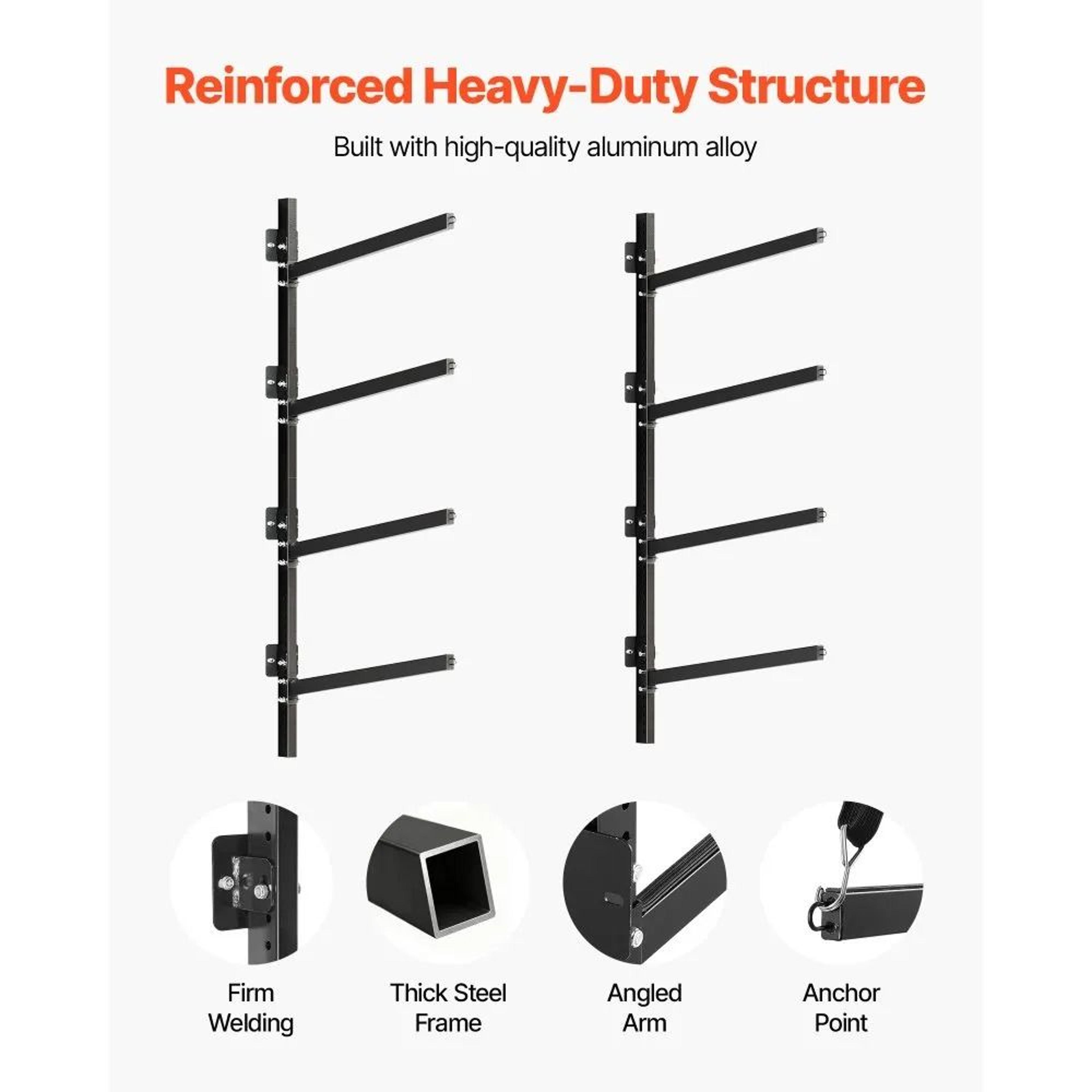 4 Kayak Storage Rack Heavy Duty Wall Mount Organizer For Garage And Dock 4