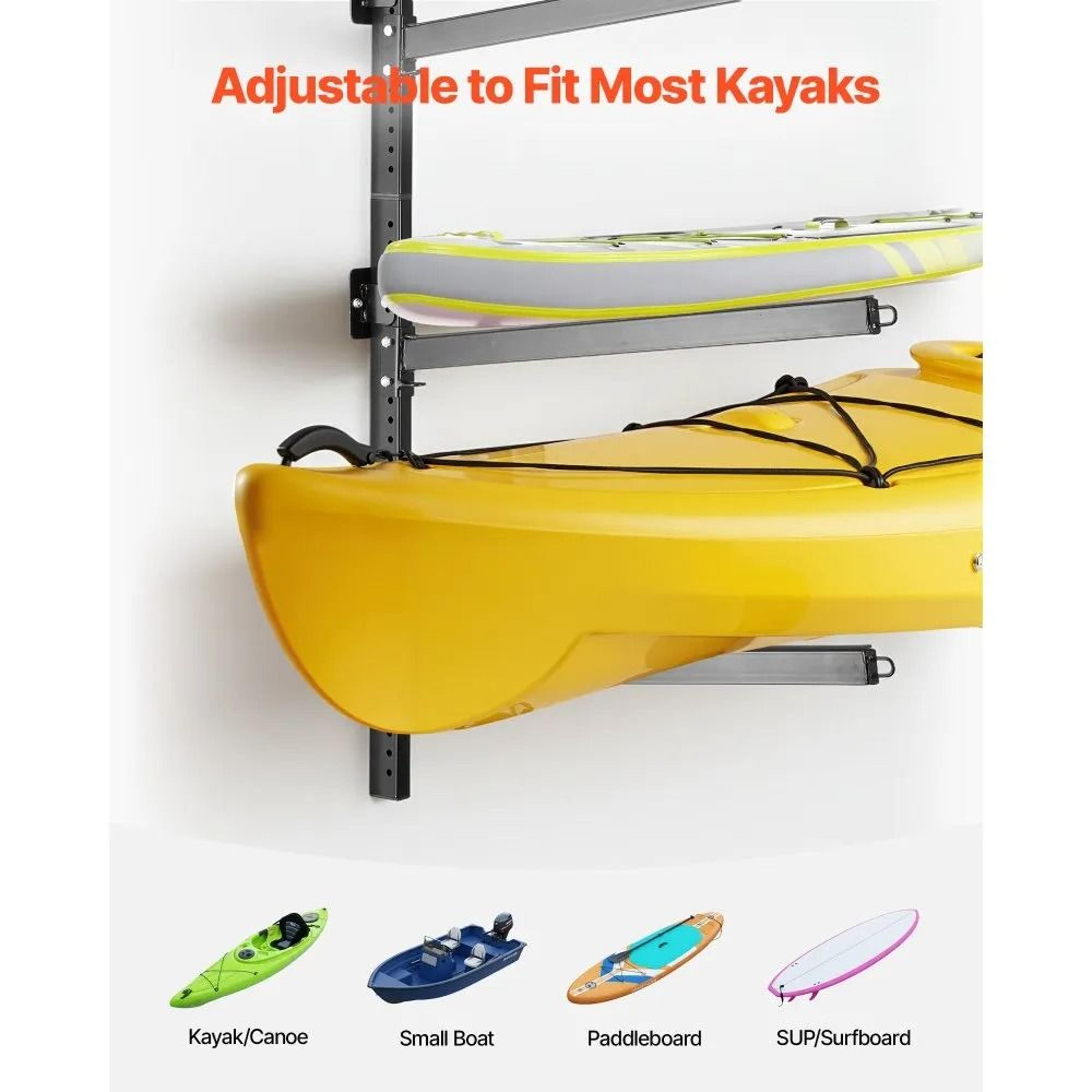 4 Kayak Storage Rack Heavy Duty Wall Mount Organizer For Garage And Dock 5