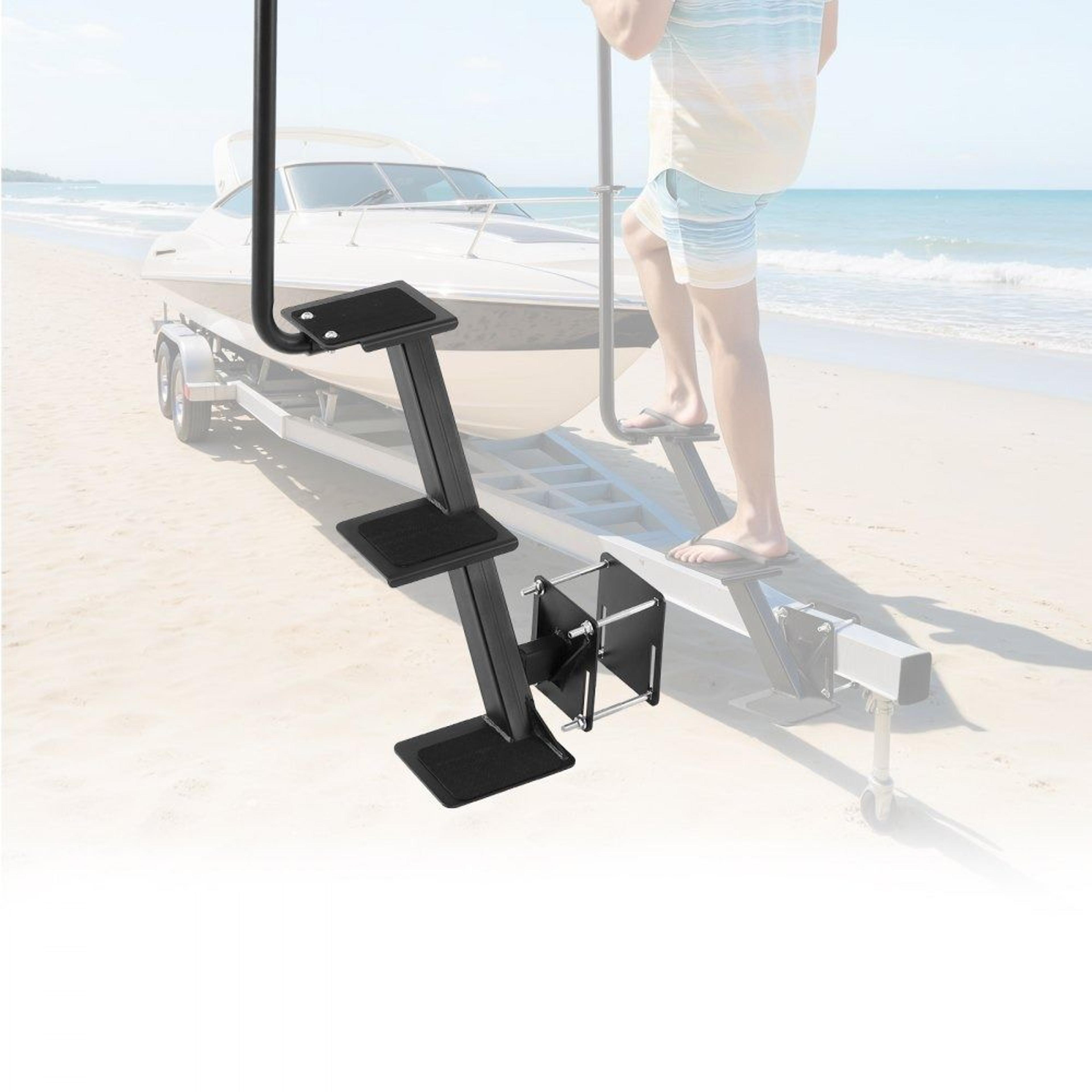 heavy duty boat trailer steps with handle non slip 3 step boarding ladder