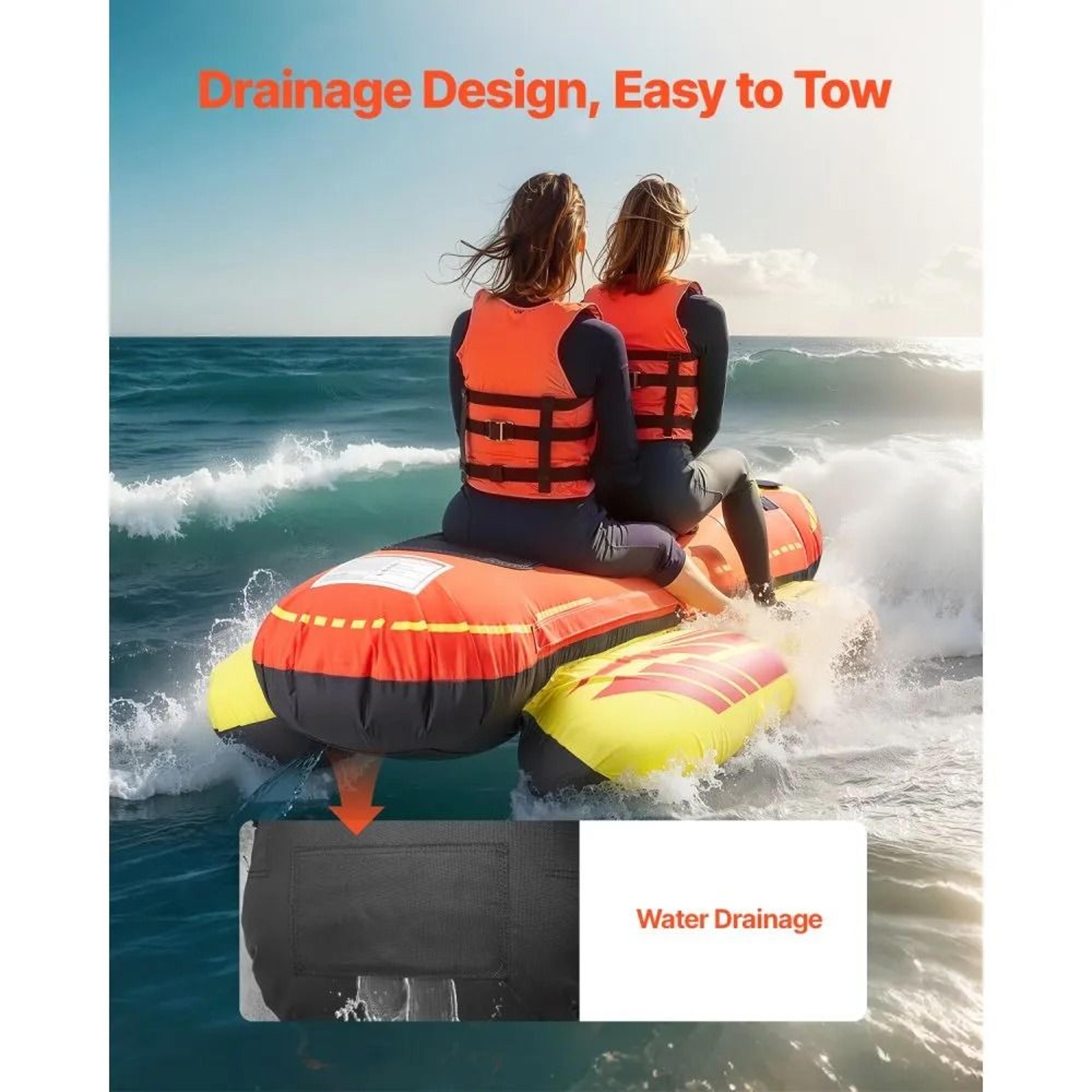 3 Person Towable Tube For Boating Inflatable Water Sport Tube With Nylon Cover And Padded Handles 1