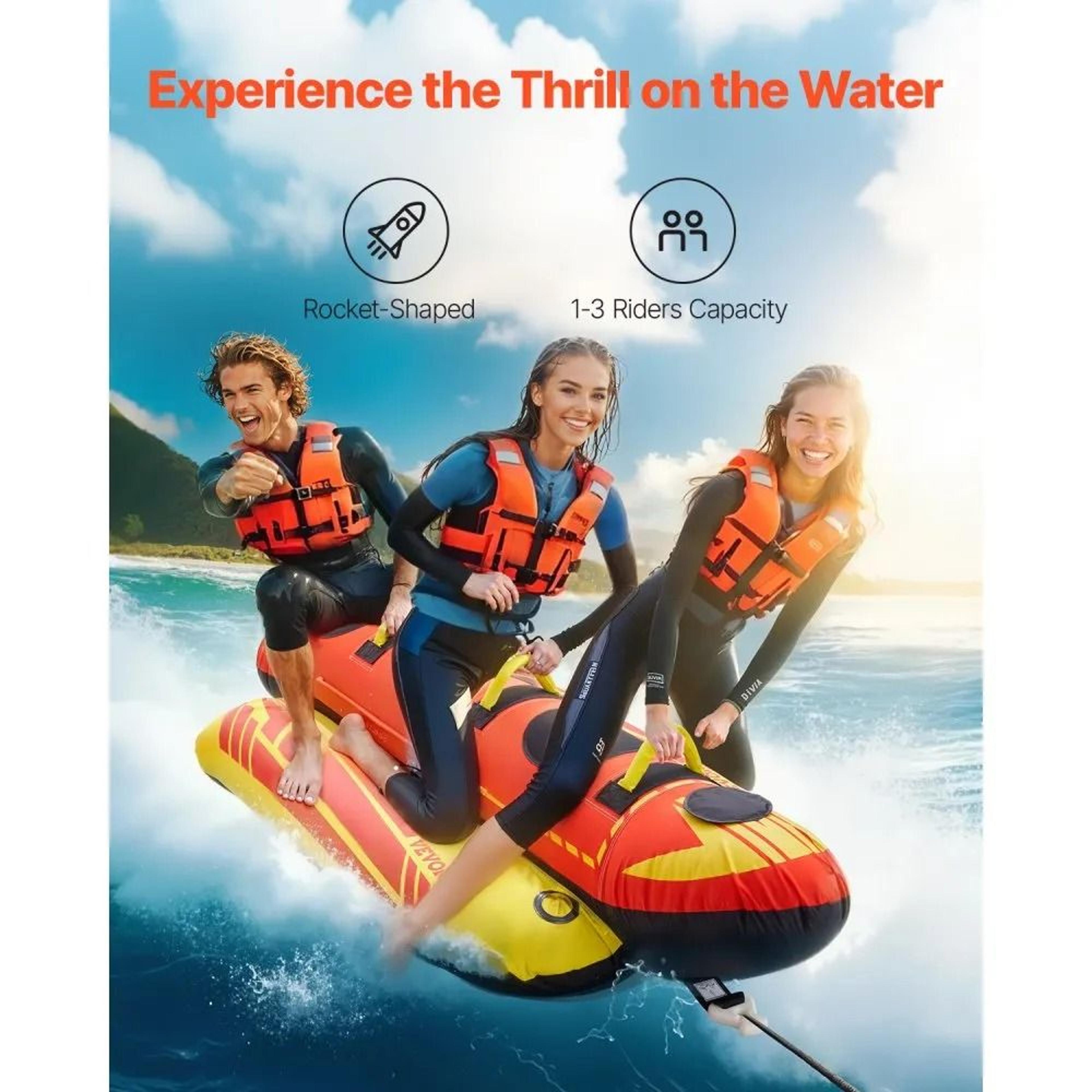 3 Person Towable Tube For Boating Inflatable Water Sport Tube With Nylon Cover And Padded Handles 5