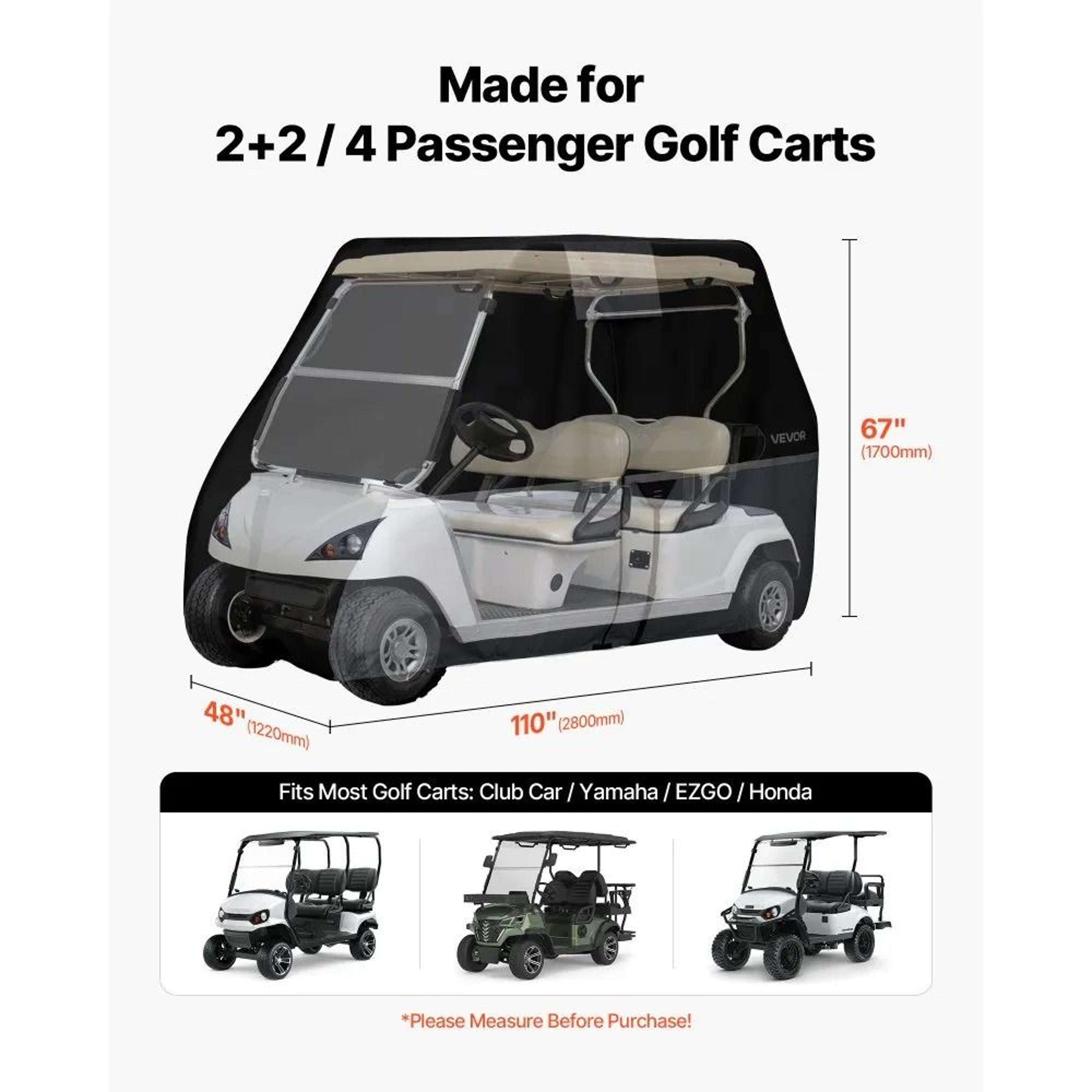 Golf Cart Cover Full Coverage 224 Passenger Waterproof 420D Oxford Fabric 5