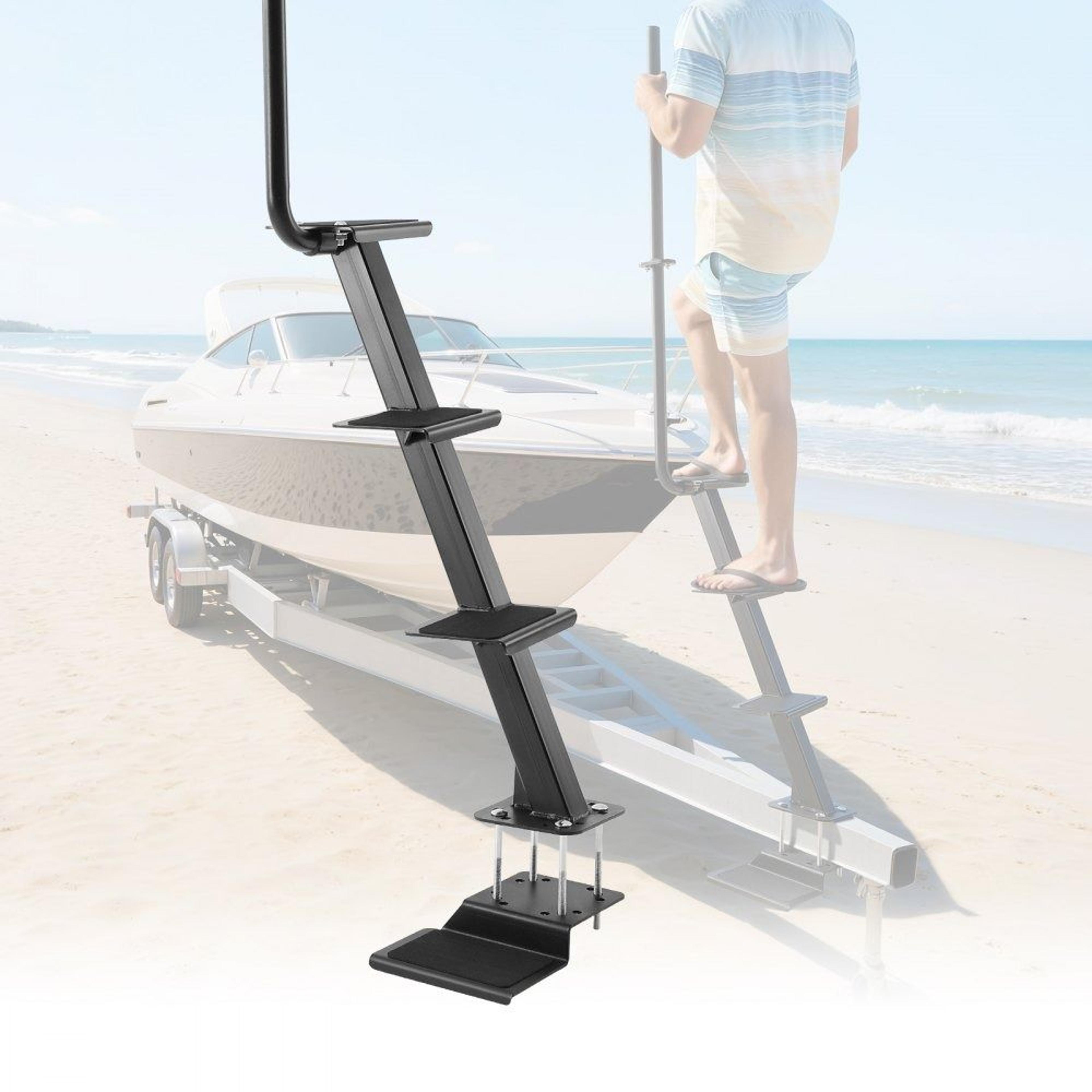 4 step boat trailer steps with handrail heavy duty marine ladder