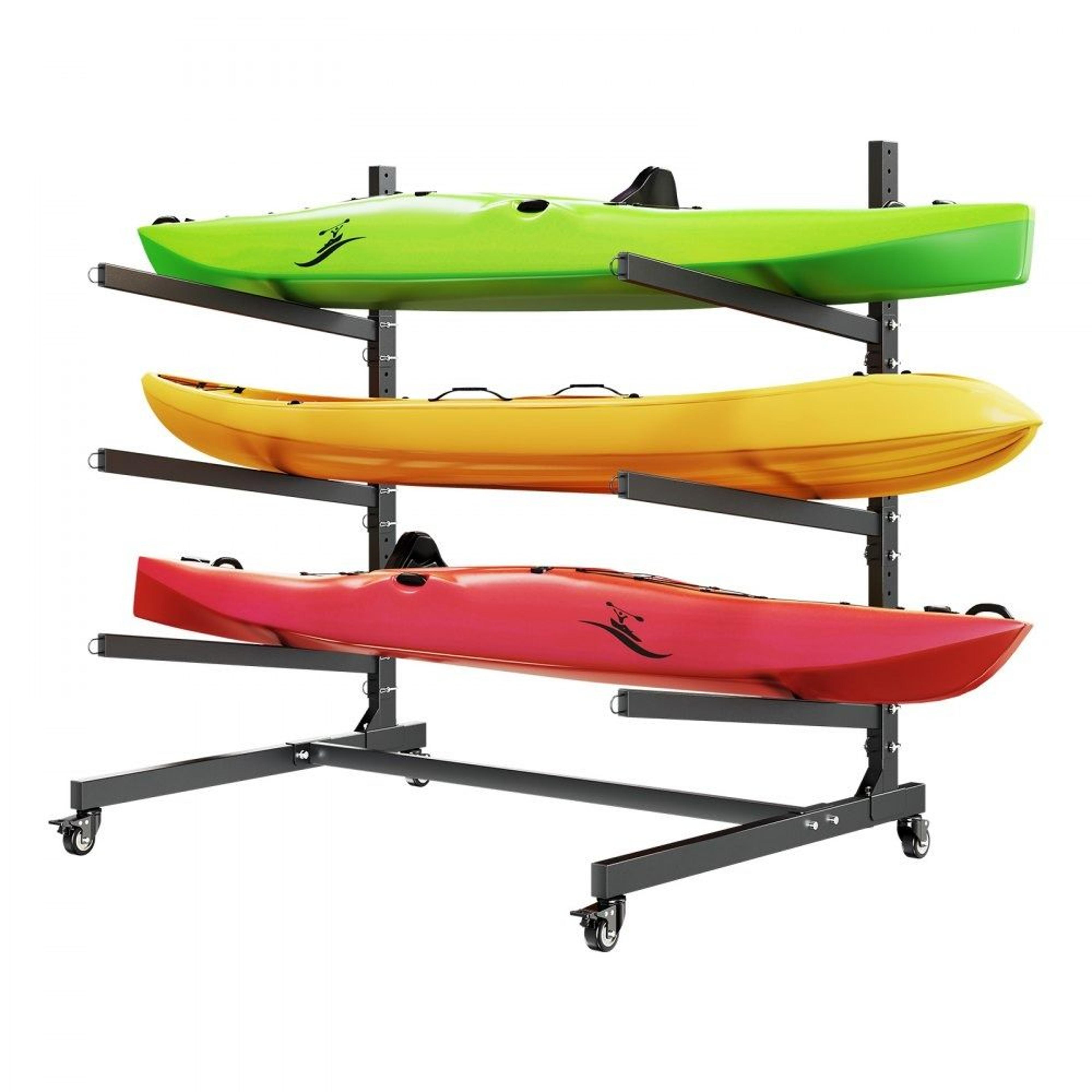 heavy duty kayak storage rack for 3 kayaks with adjustable mobile stand