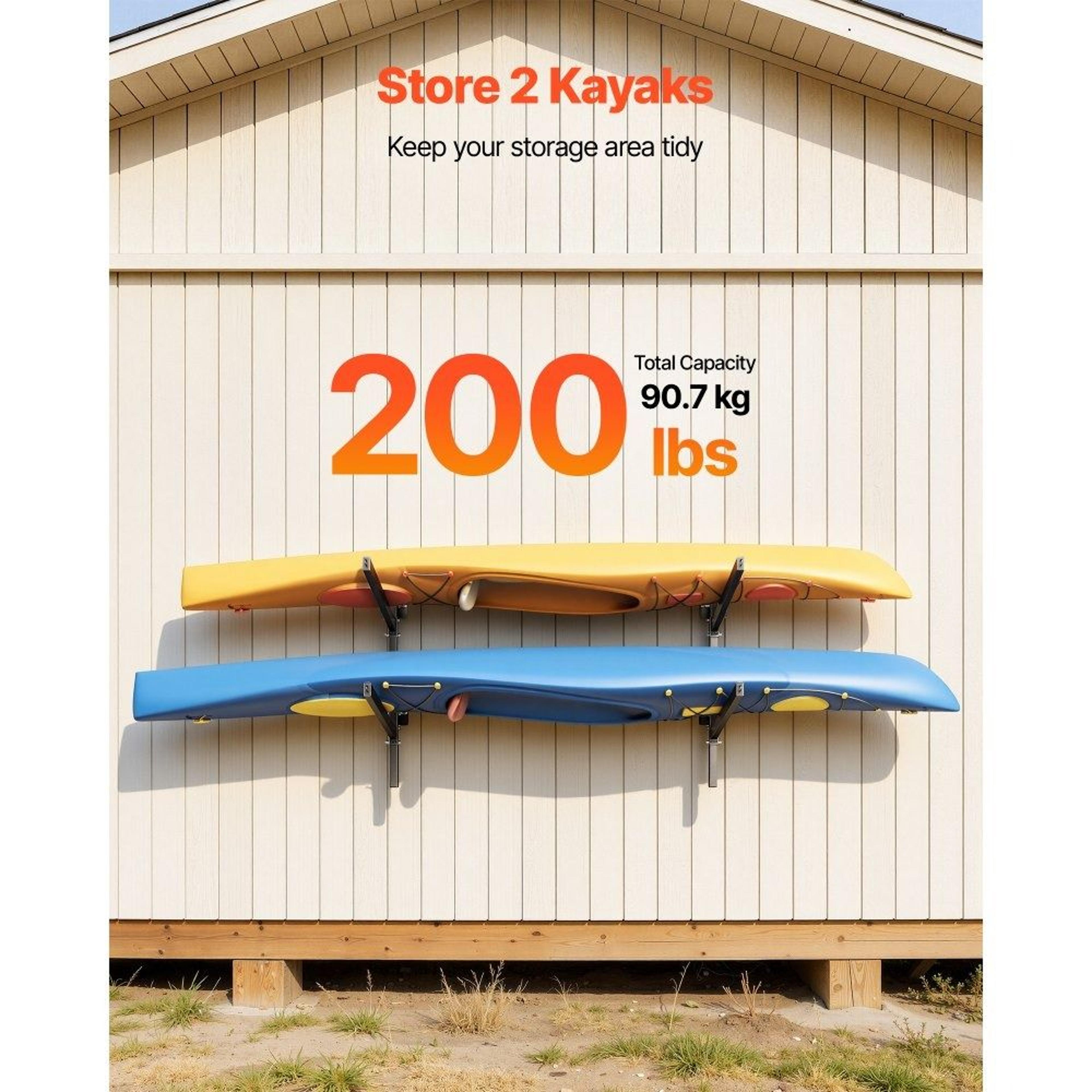 Heavy Duty Kayak Storage Rack For 2 Kayaks Wall Mount Organizer 1
