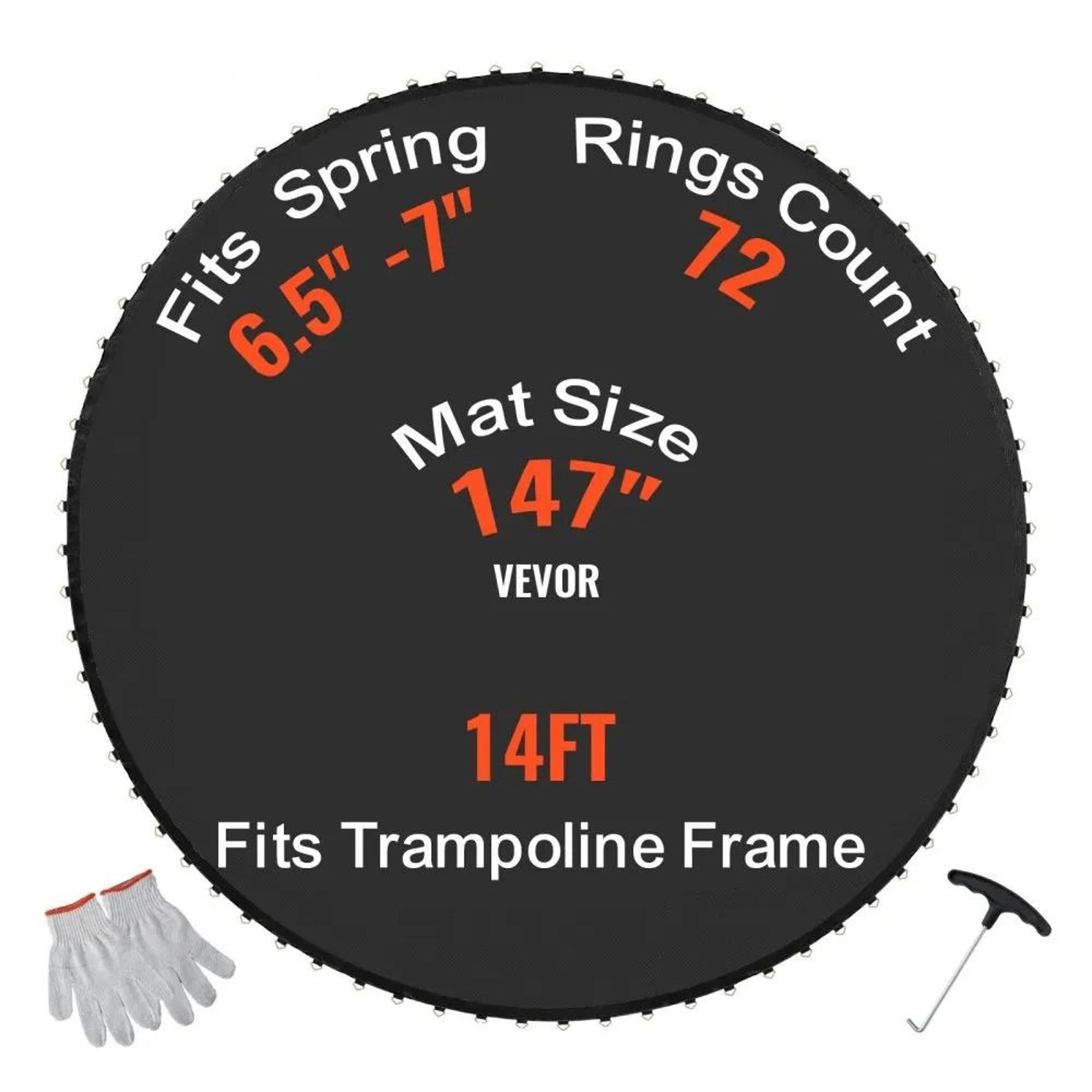 14ft replacement trampoline mat durable uv resistant jumping mat with 72 v rings