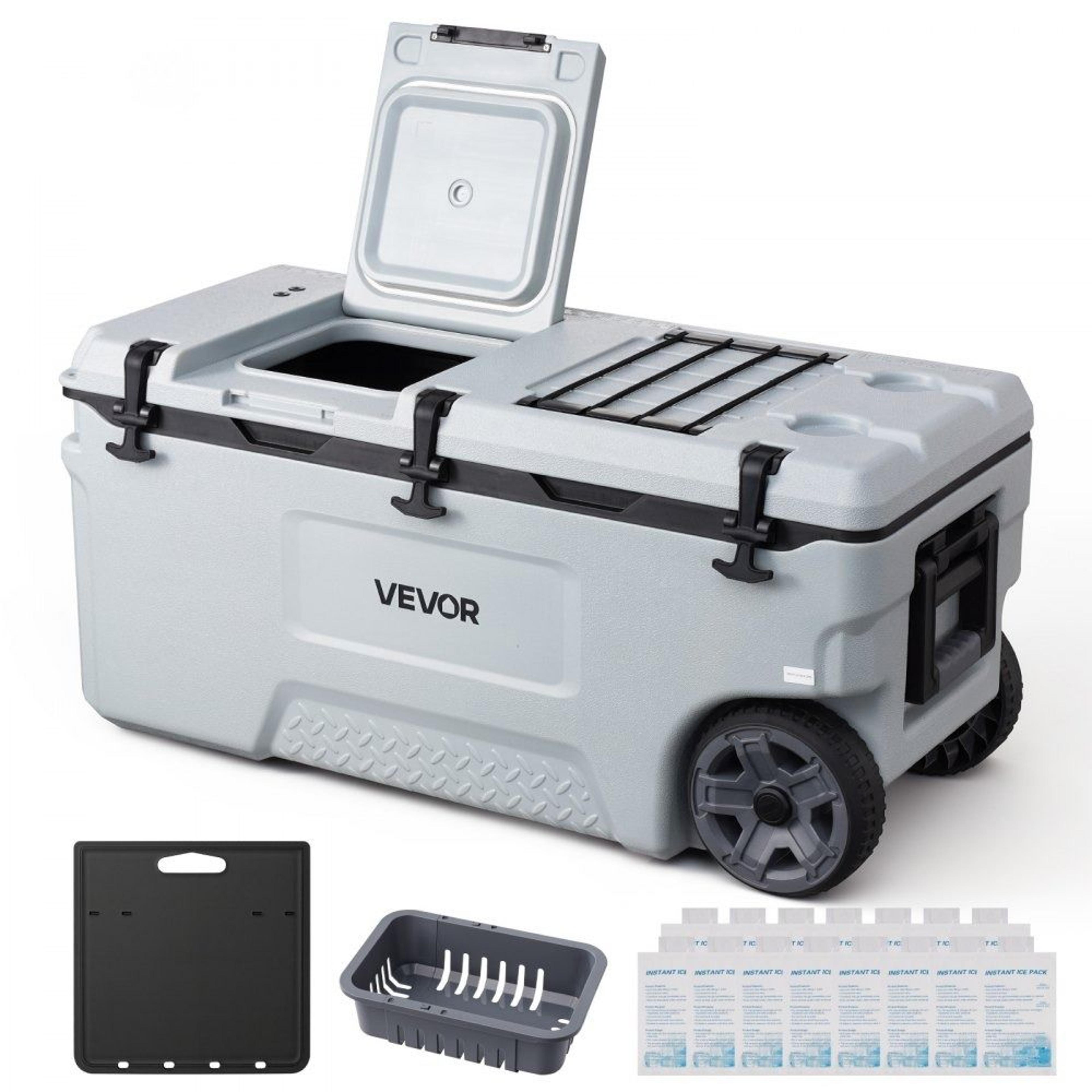 106qt rolling cooler with wheels and 48 hour ice retention