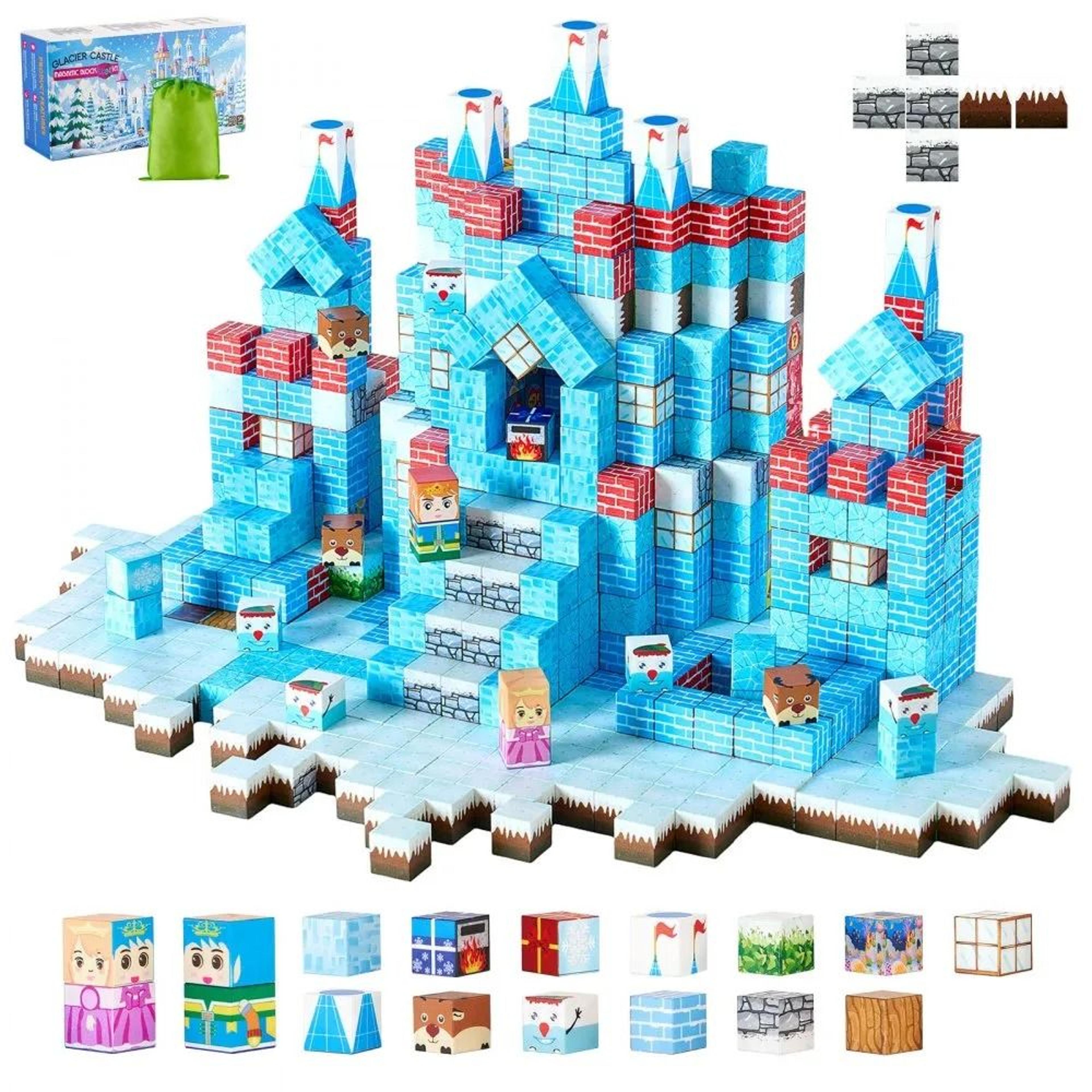 150-piece glacier castle magnetic building blocks stem toy for kids