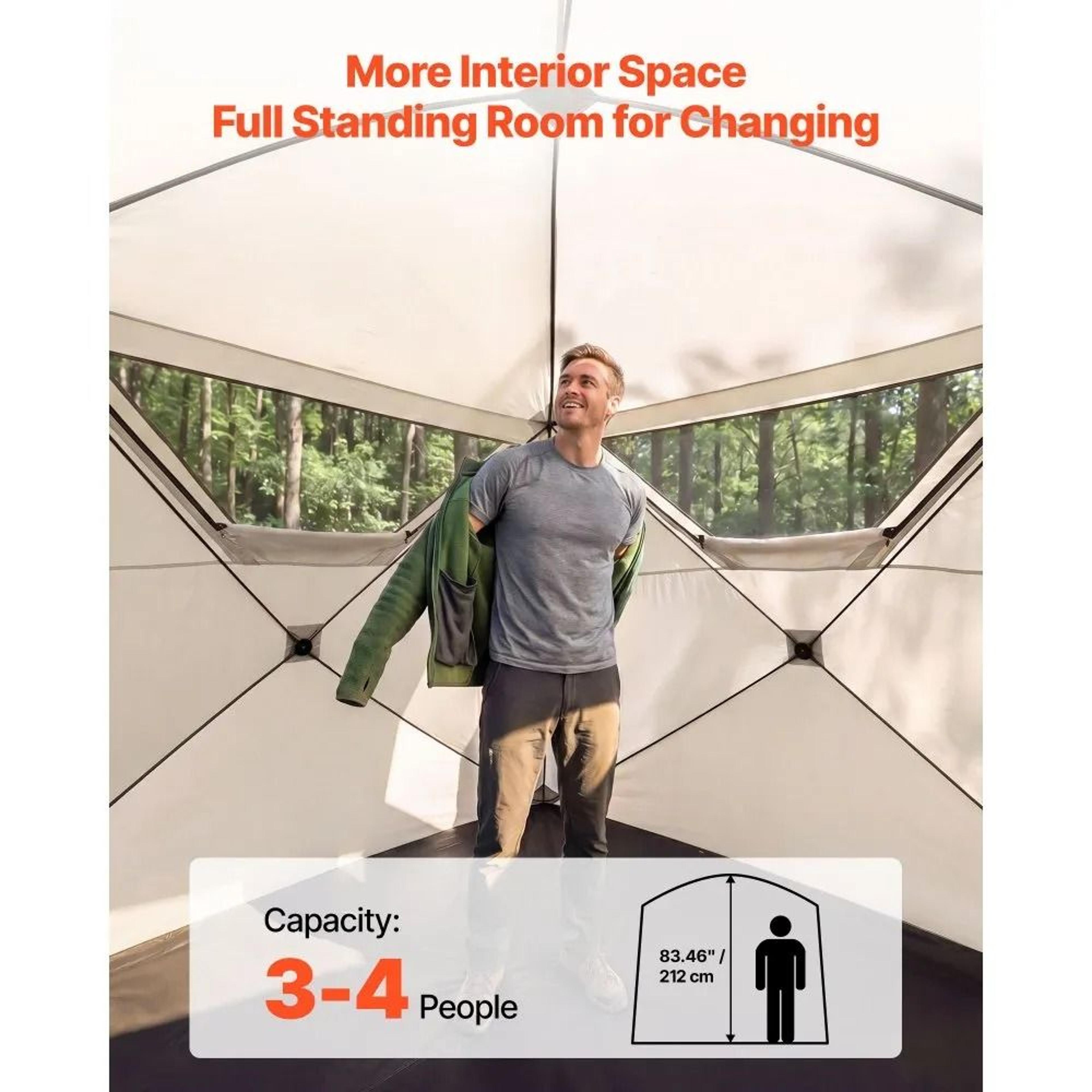 60 Second 4 Person Instant Cabin Tent With Stand Up Interior 4
