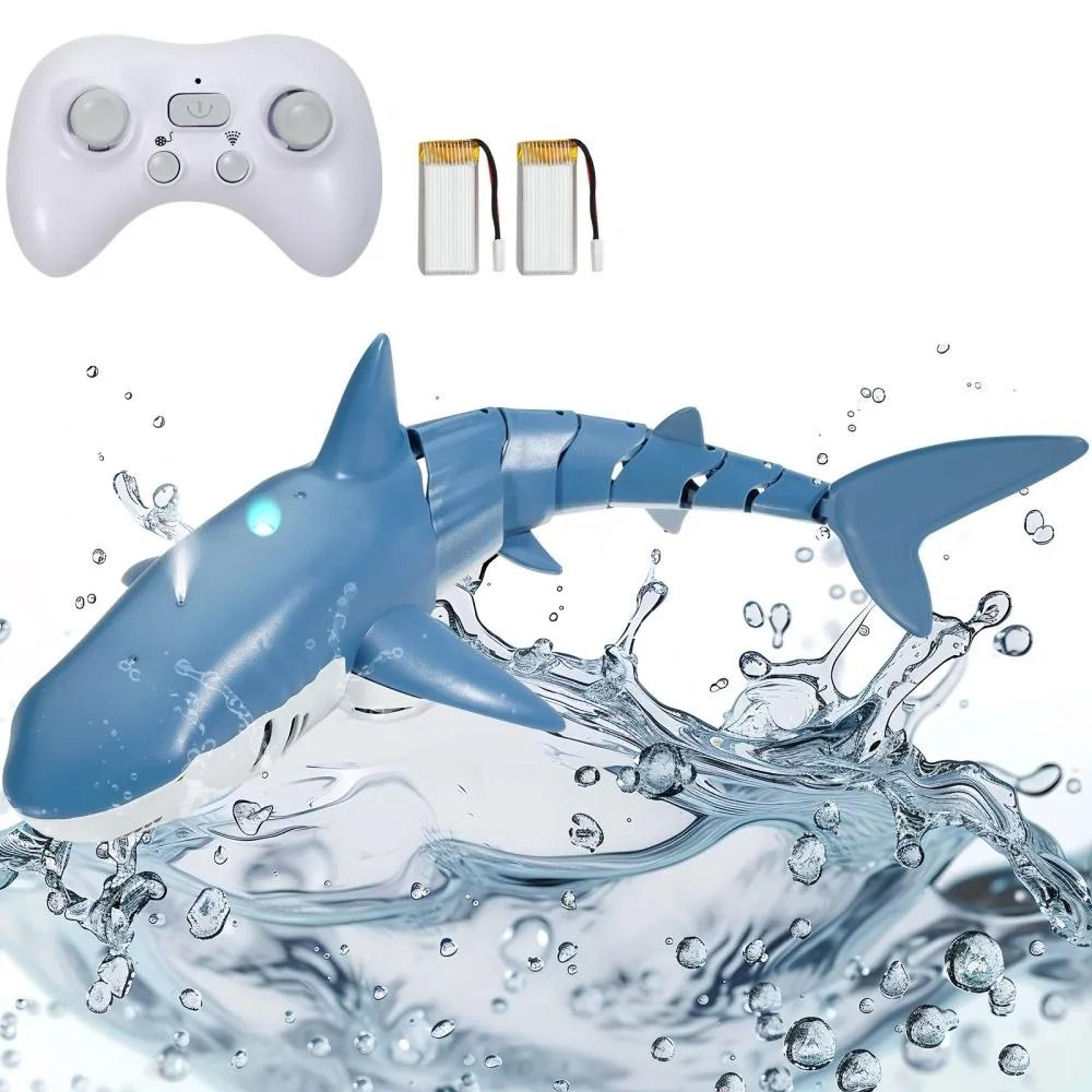 realistic remote control shark toy with water spray and led lights