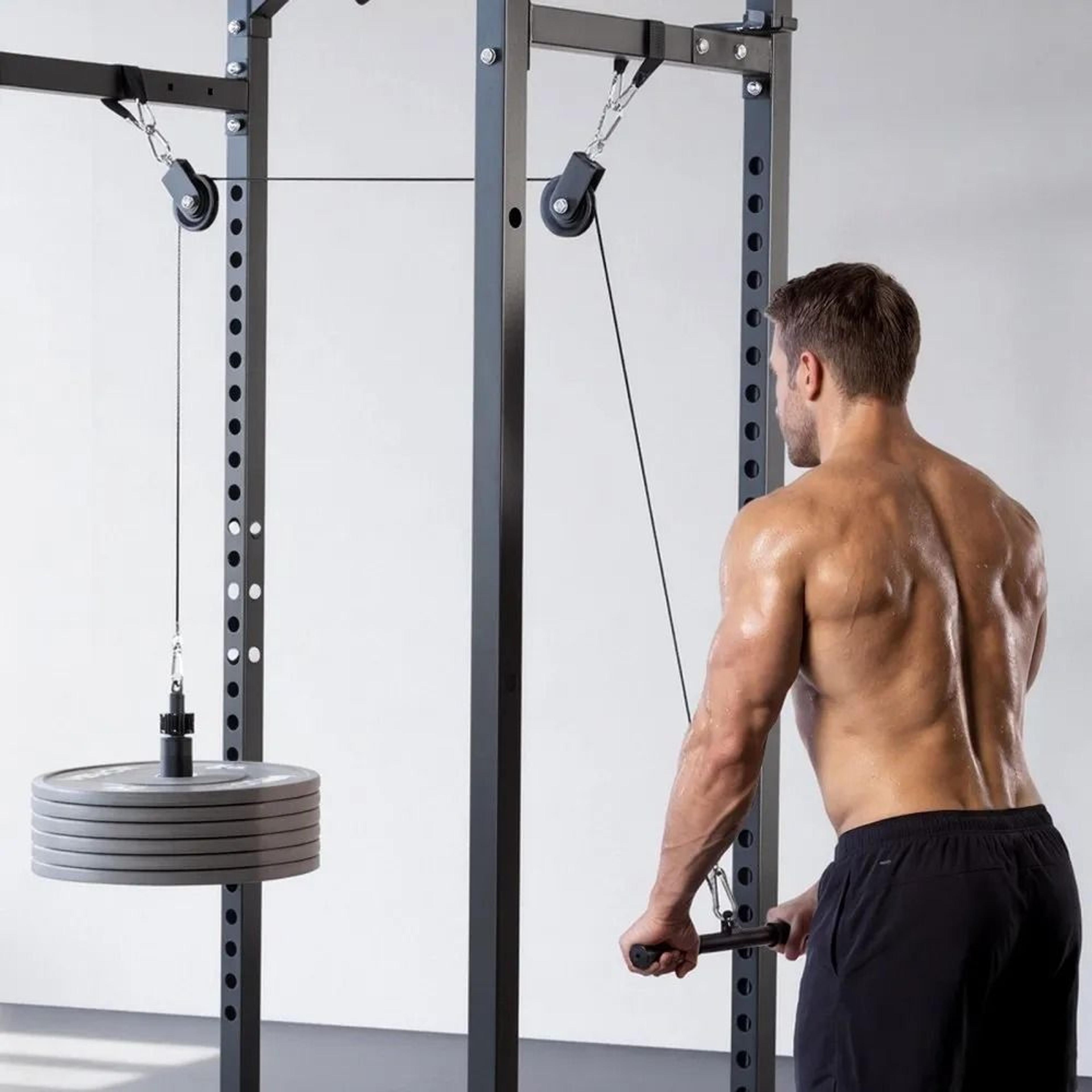 330 Lb Home Gym Cable Pulley System With LAT Pulldown And Lift Attachments 5