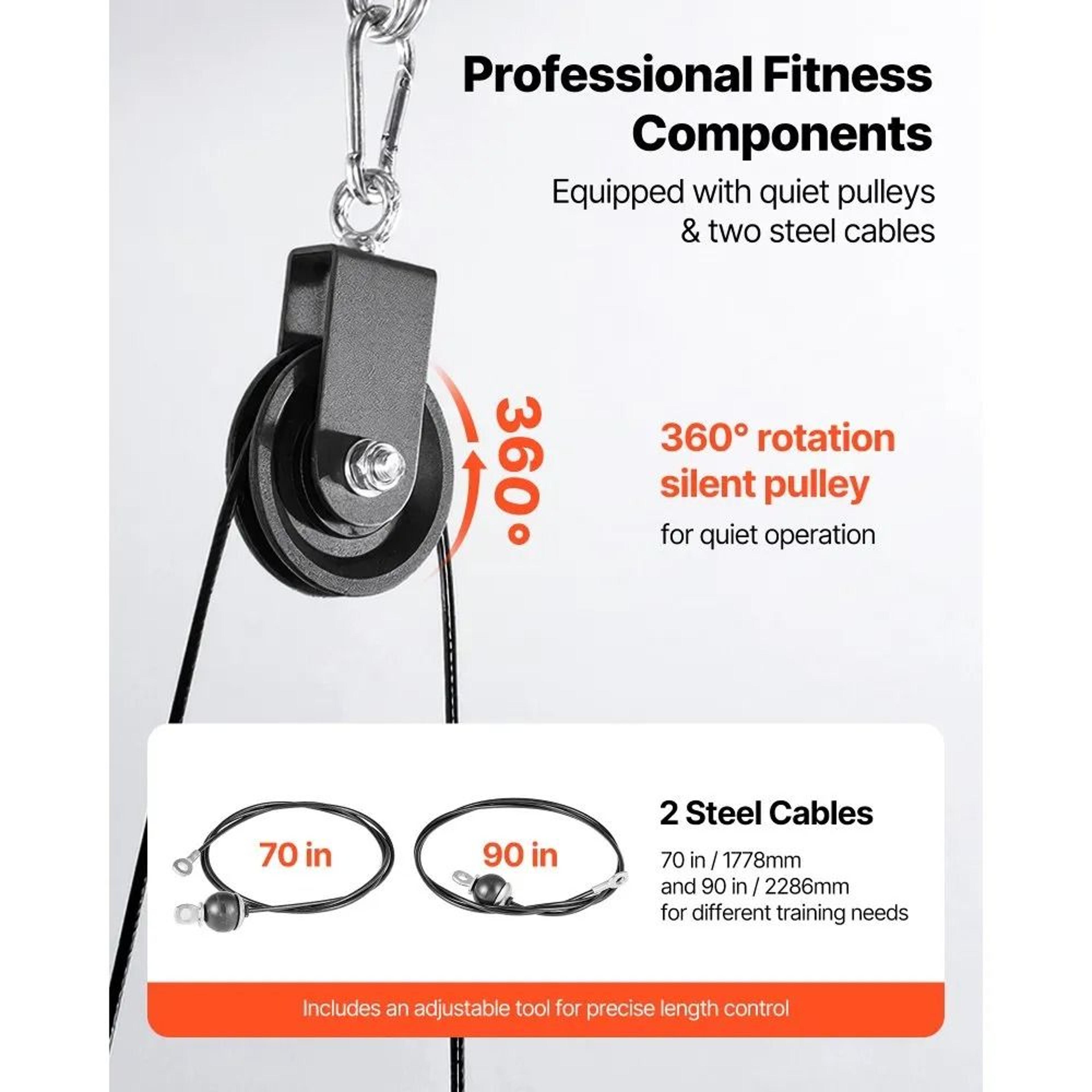 330 Lb Home Gym Cable Pulley System With LAT Pulldown And Lift Attachments 2