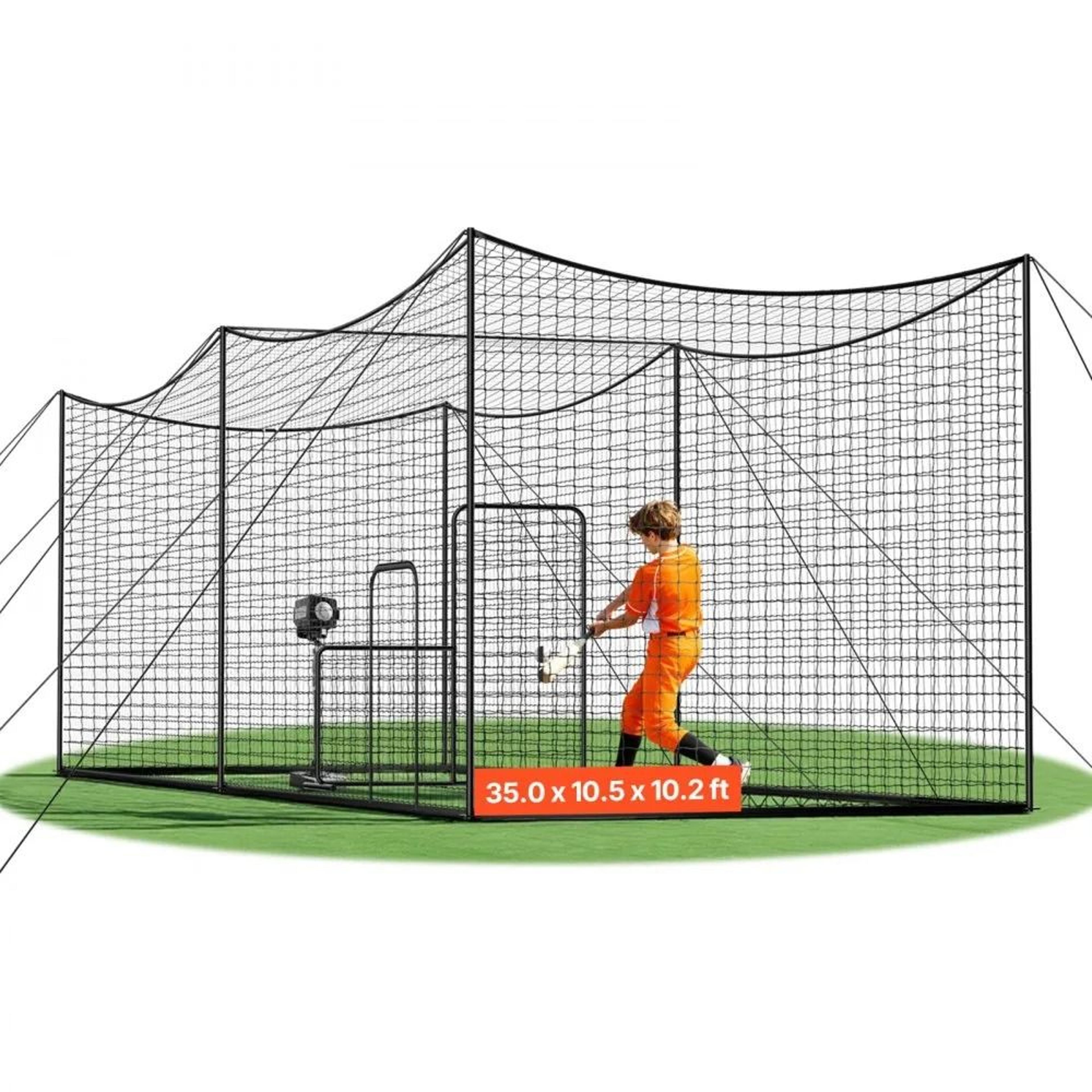 35 ft portable baseball batting cage with heavy duty net and steel frame