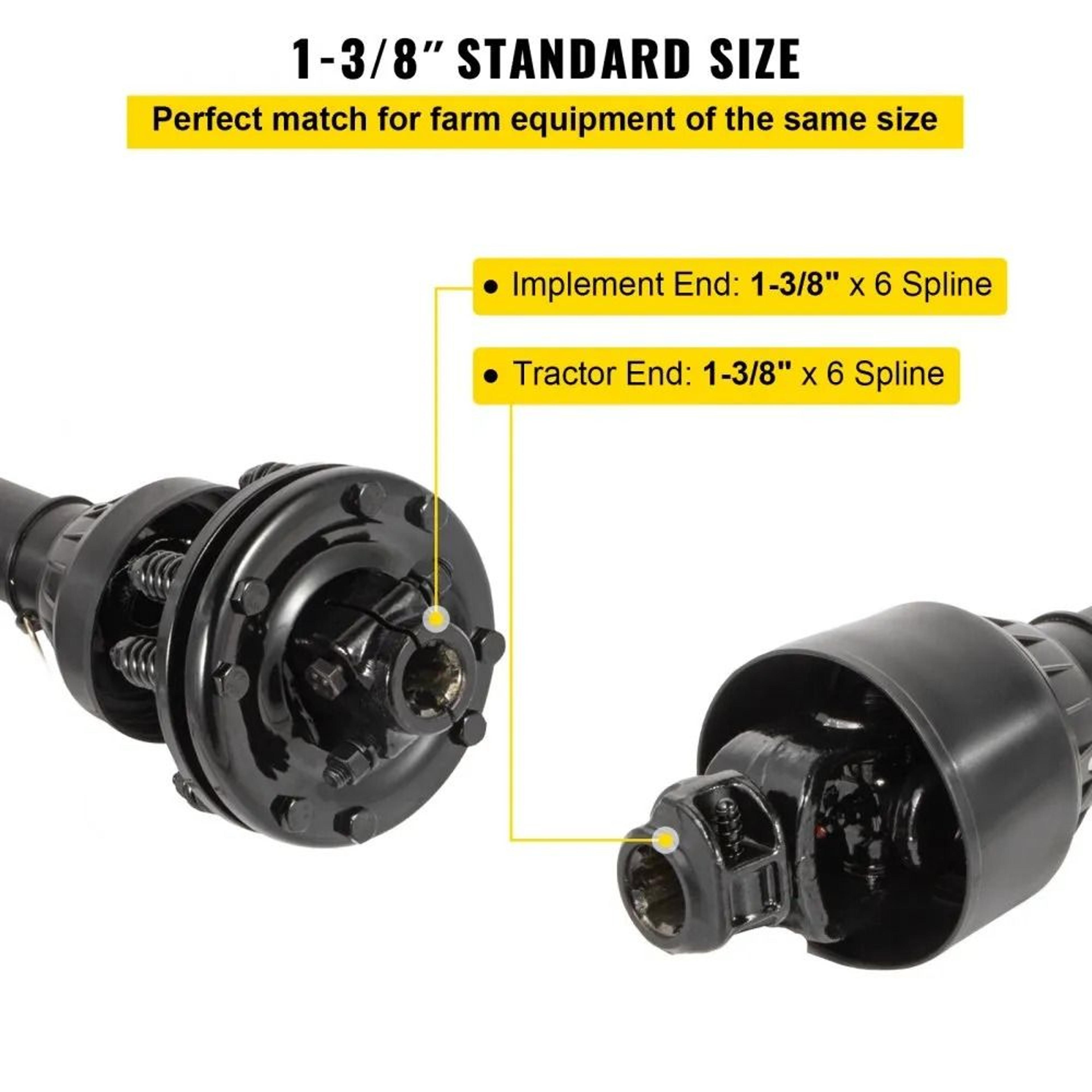 Series 5 PTO Drive Shaft With Slip Clutch 138 Inch 6 Spline 4357 Inch 4