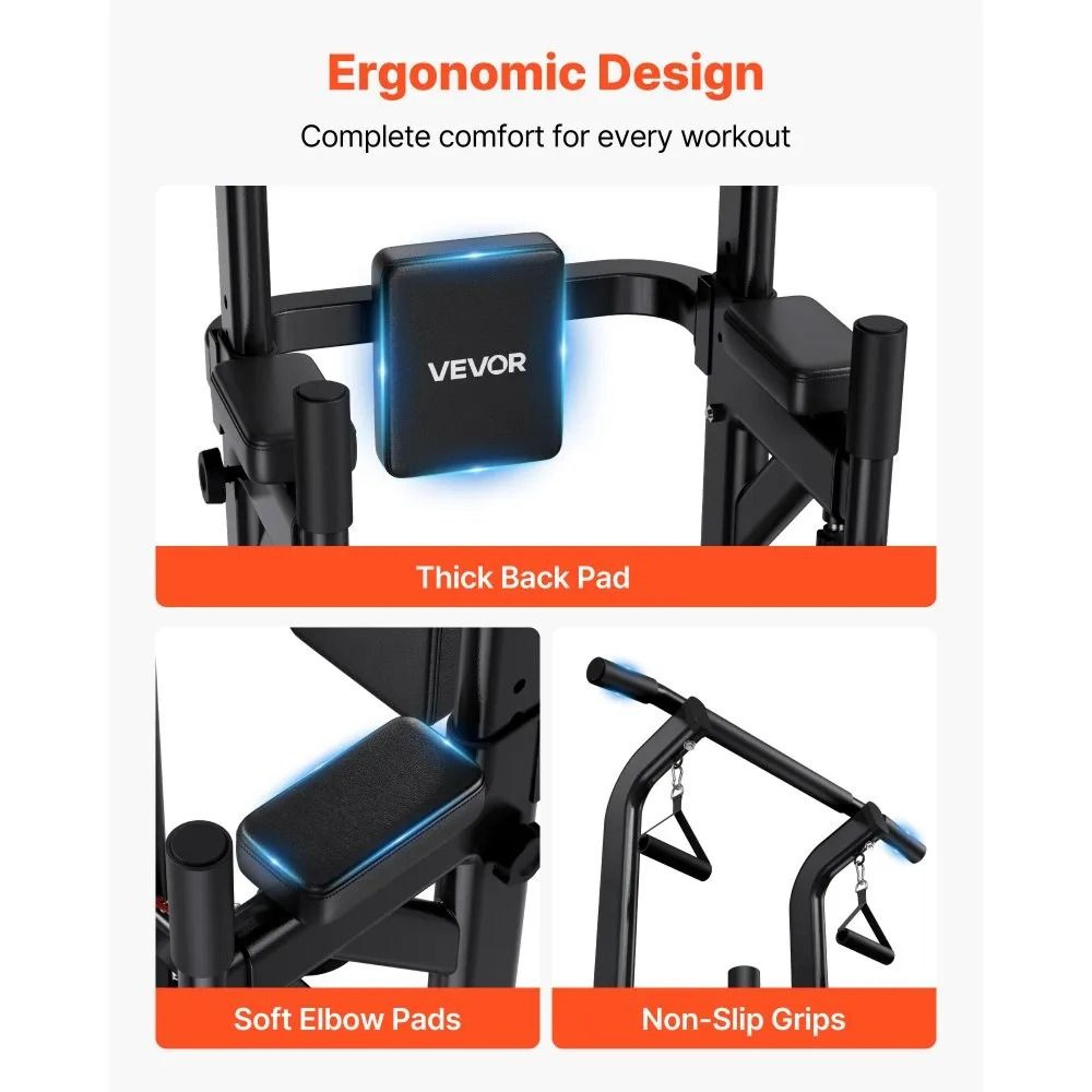 Adjustable Power Tower Dip Station With Pull Up Bar And Back Support 3