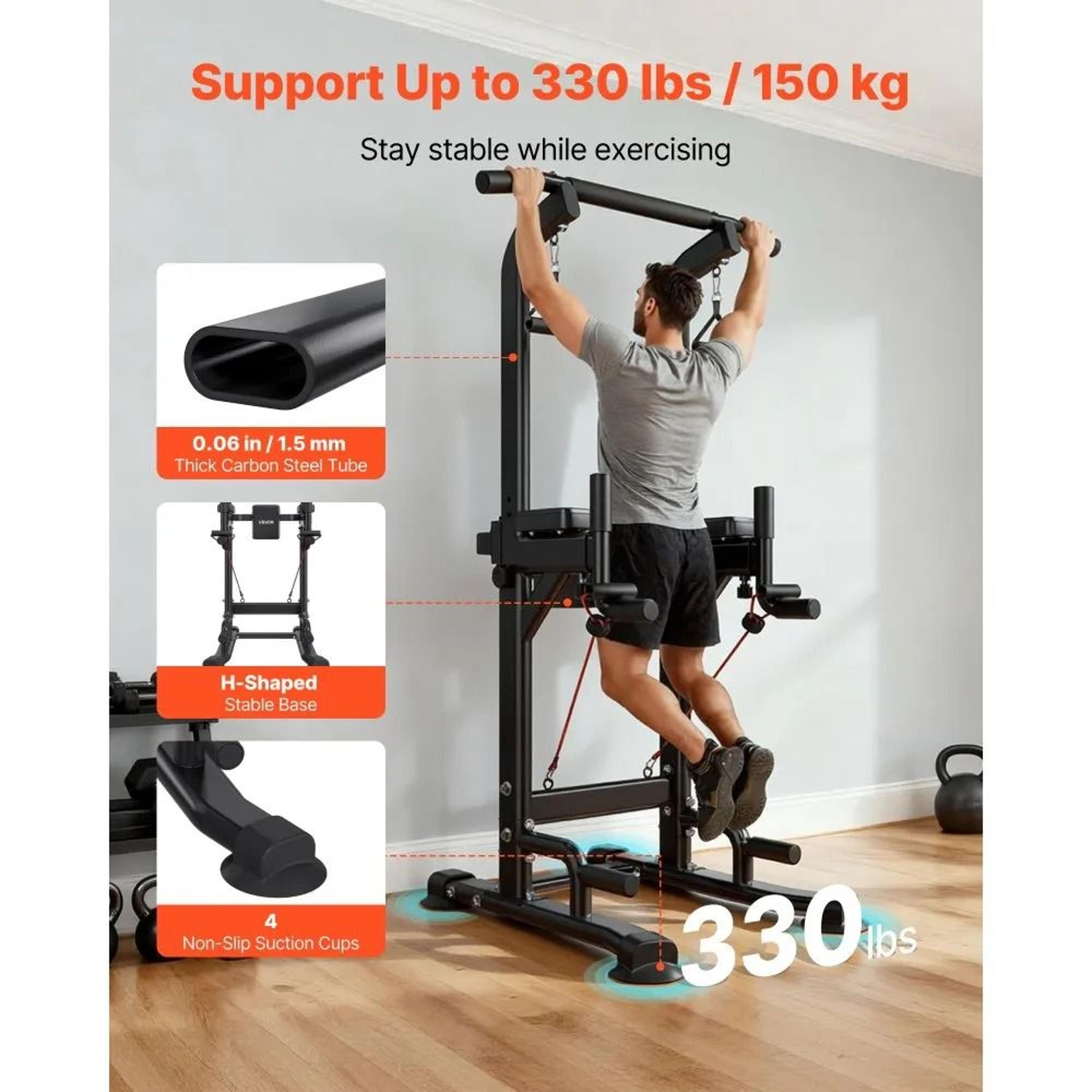 Adjustable Power Tower Dip Station With Pull Up Bar And Back Support 2