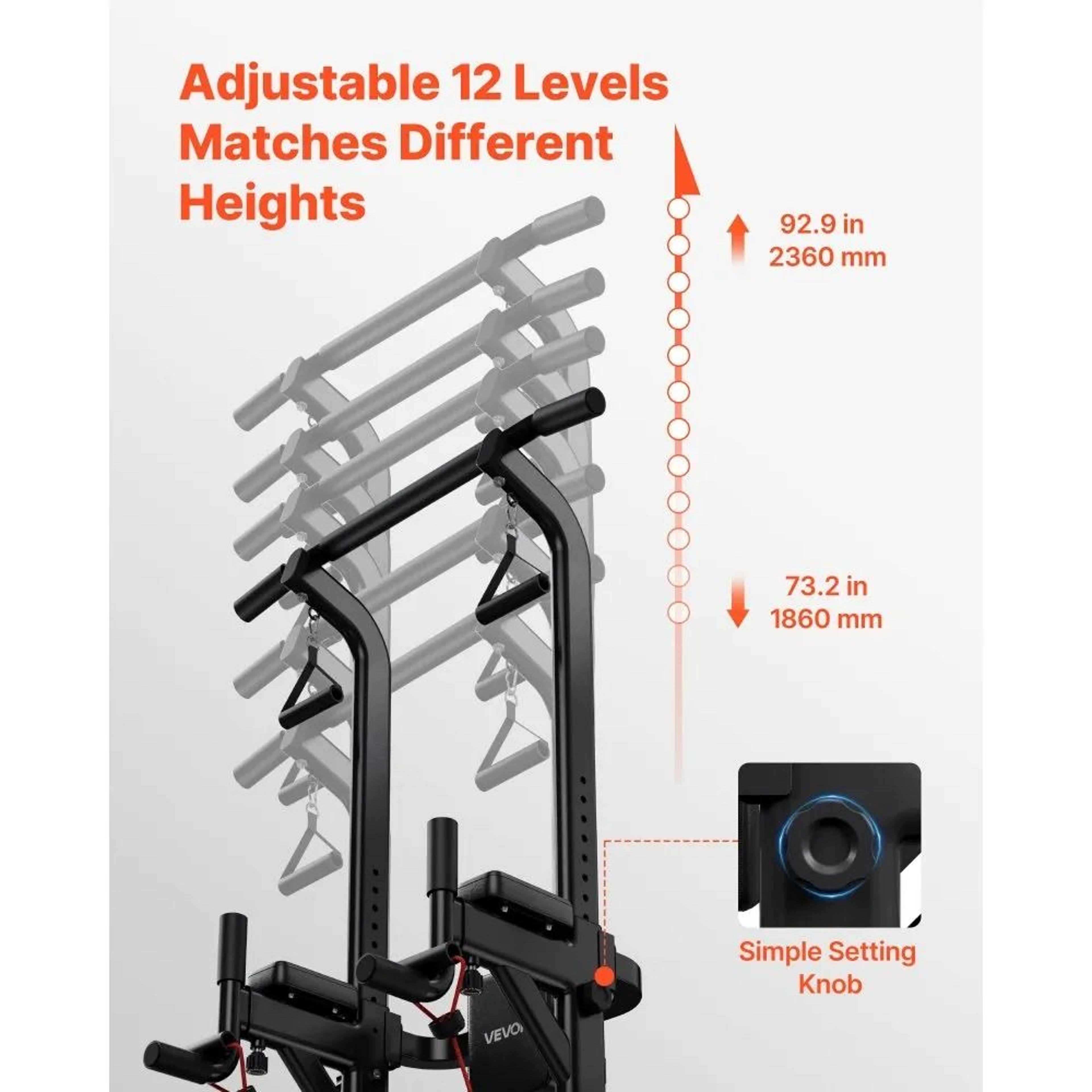 Adjustable Power Tower Dip Station With Pull Up Bar And Back Support 5