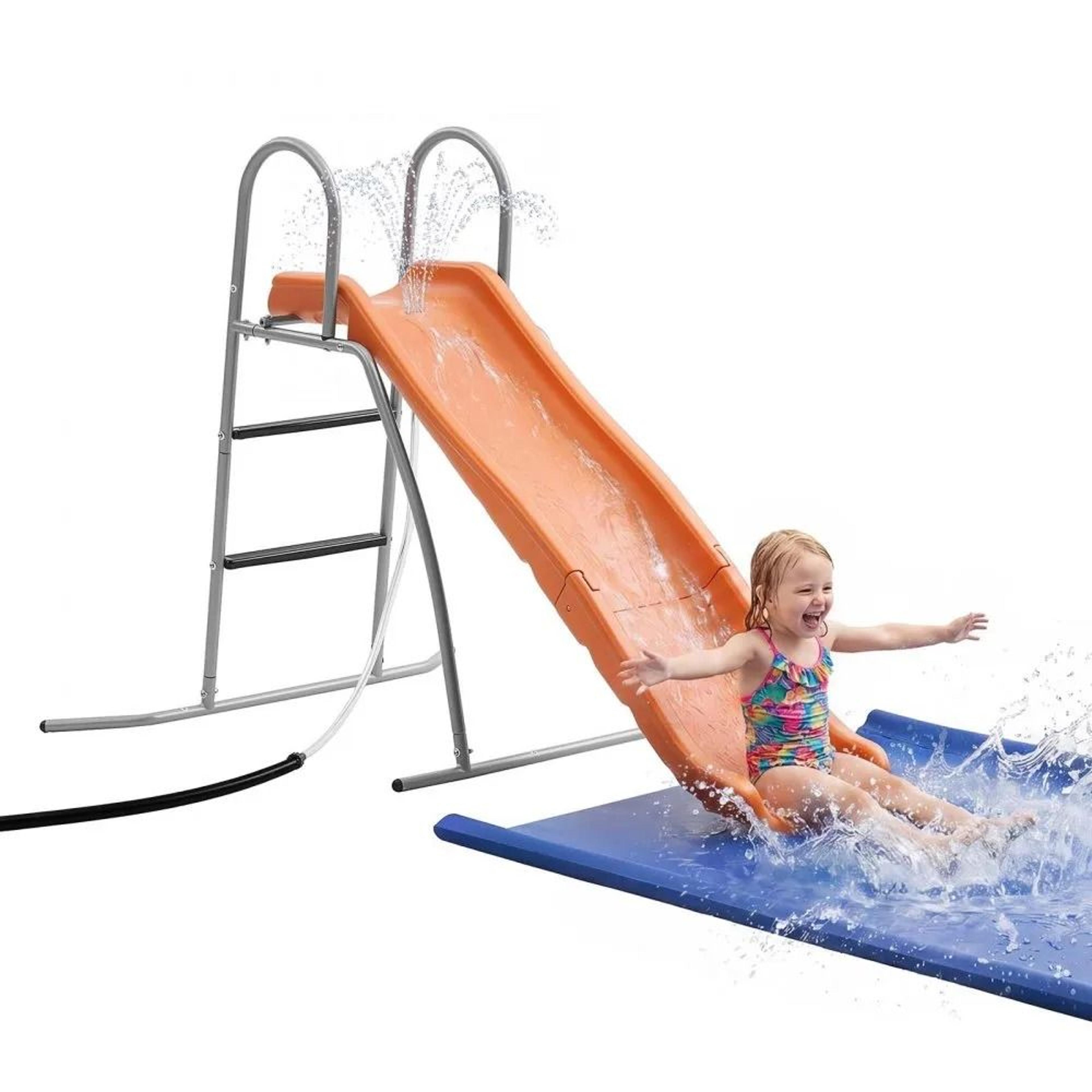 5.5 ft kids backyard water slide with sprinkler and landing mat