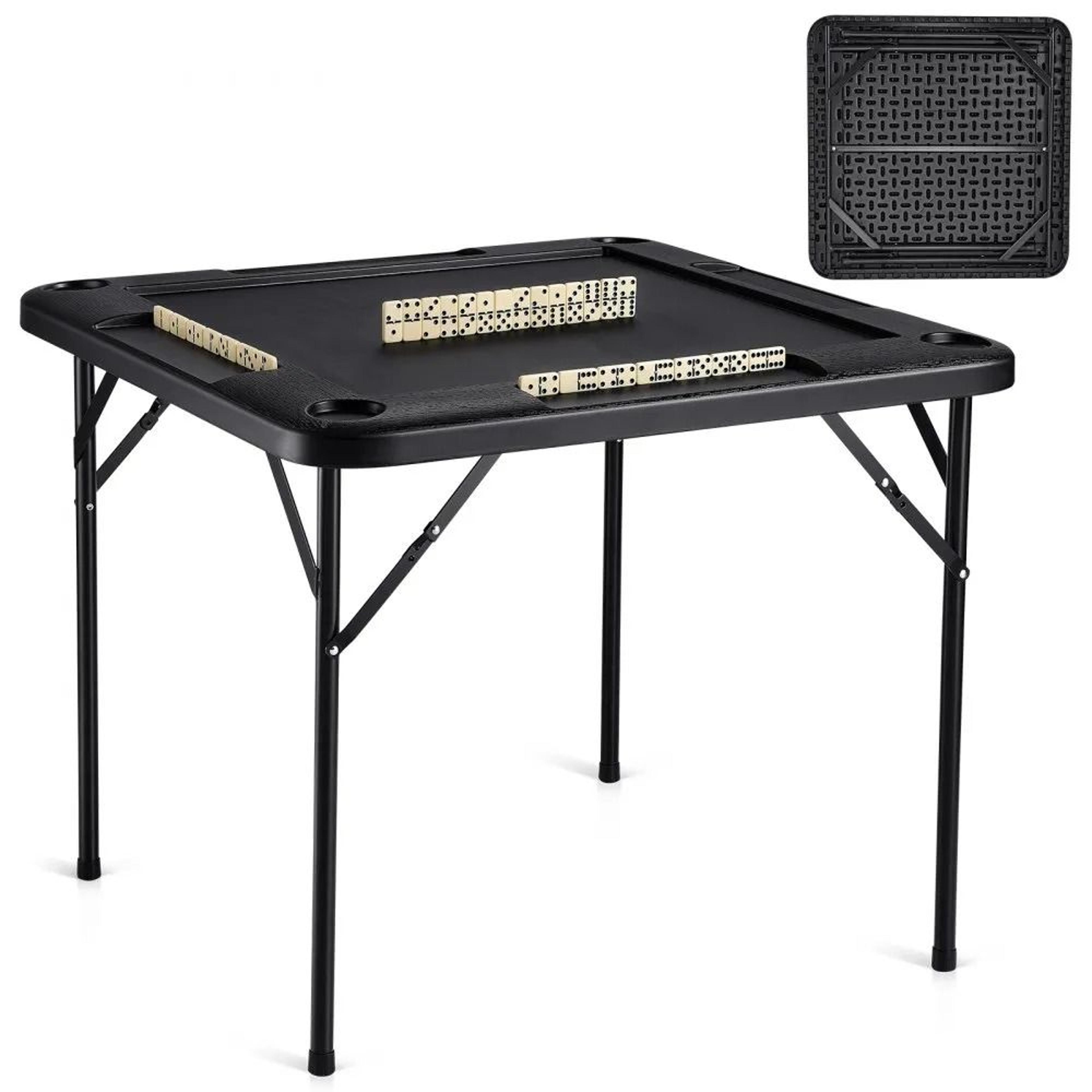 4 player folding mahjong table with cup holders and chip trays