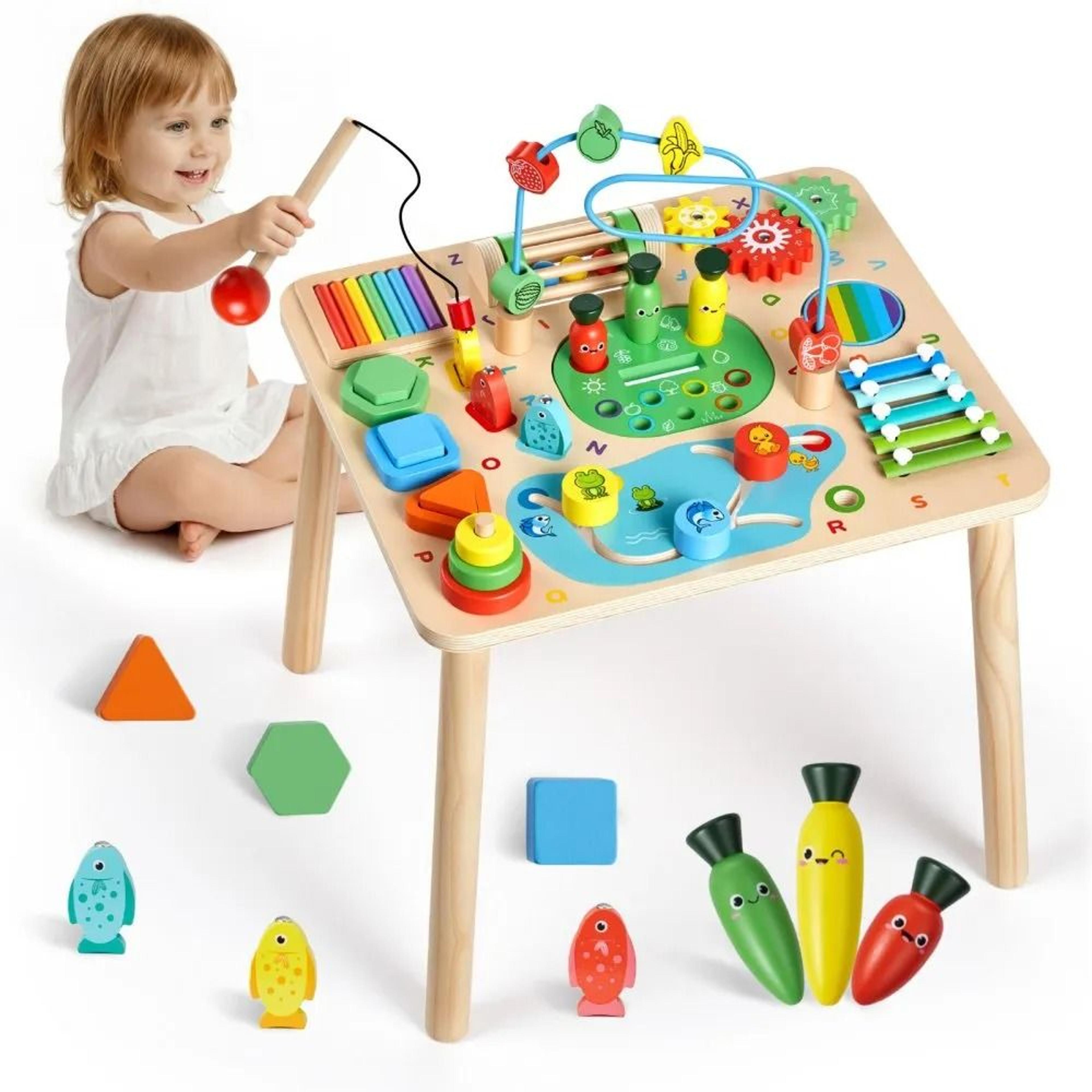 13-in-1 wooden montessori activity table for toddlers