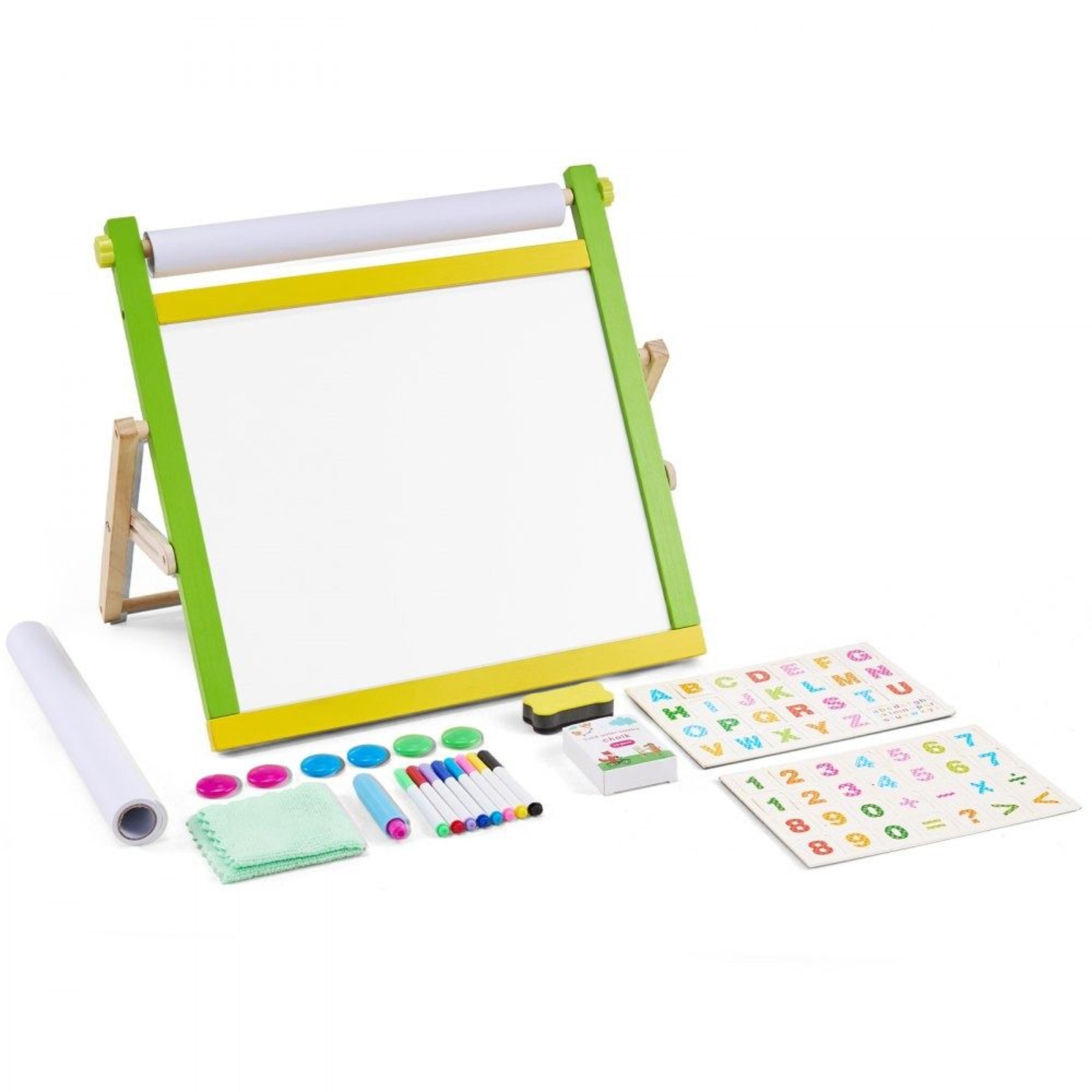 3-in-1 kids art easel magnetic whiteboard chalkboard drawing station with accessories